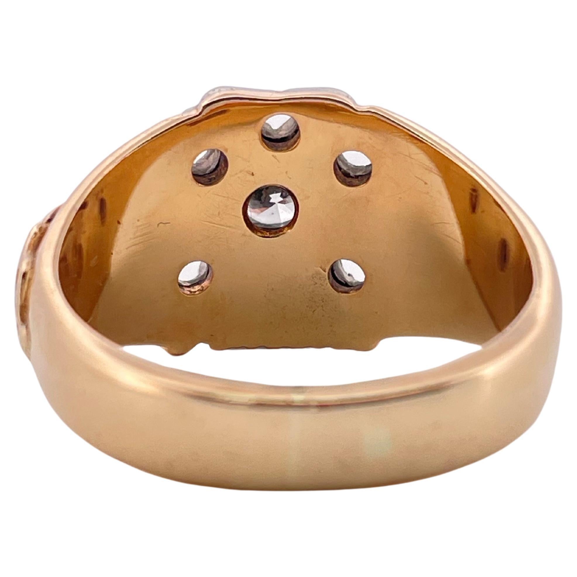 Round Cut Masonic Double Eagle 0.38ctw Diamond Ring Set In 14K Gold & Platinum Face For Sale