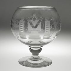 Masonic Engraved Punch Bowl 19th Century