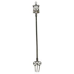 Antique Masonic Motif Brass Toasting Fork