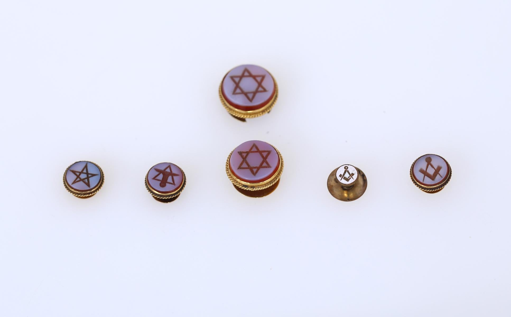 Masonic Set Buttons Signet Pins Cuff-Links, 1900 6