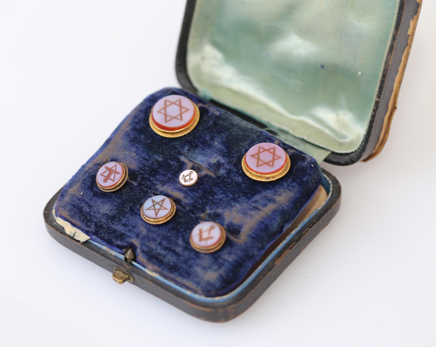 Masonic Set Buttons Signet Pins Cuff-Links, 1900 8