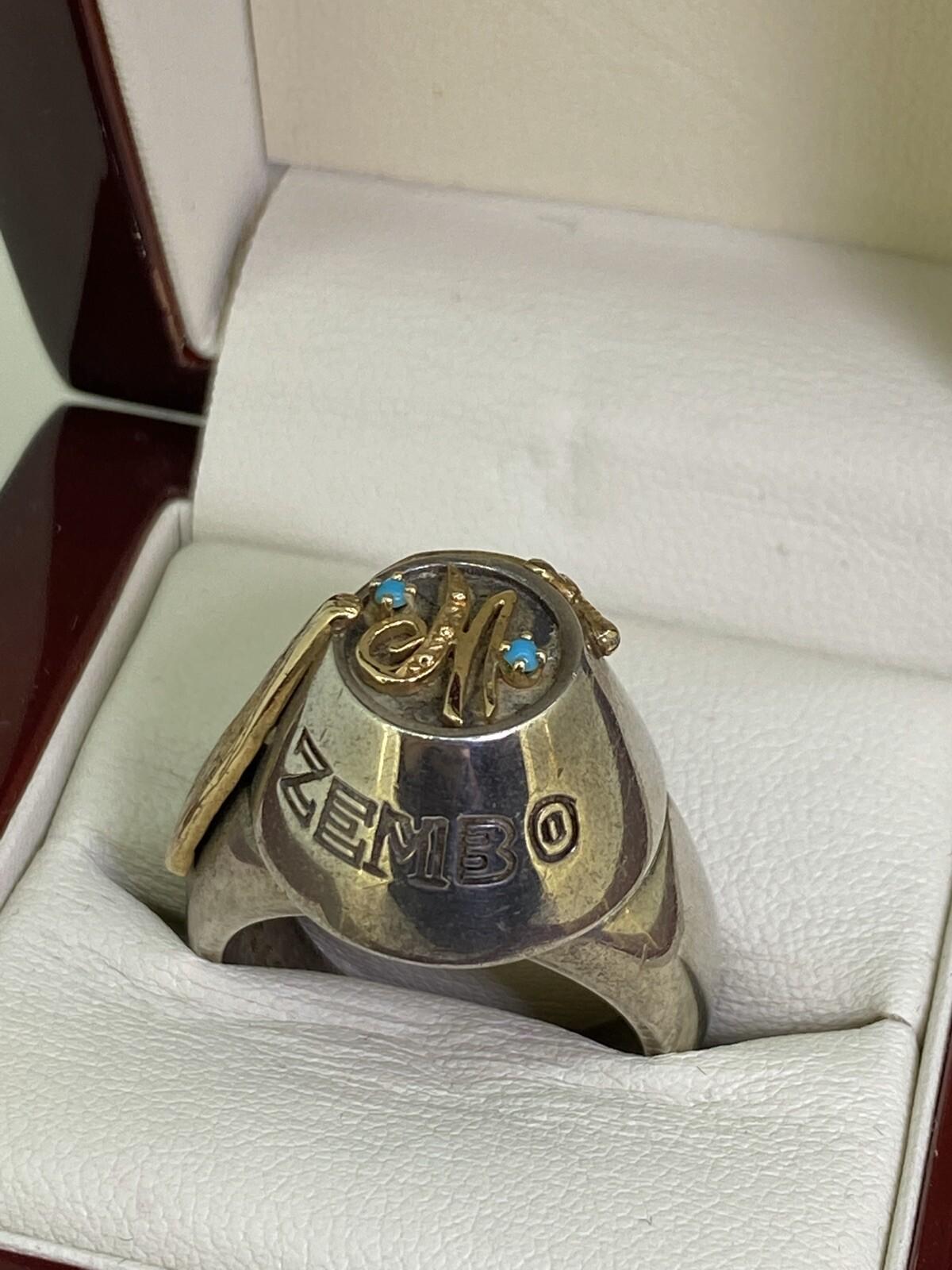 Men's Masonic Shriner Antioch Turquoise & Diamond Gold & Sterling Silver Mens’ Ring For Sale