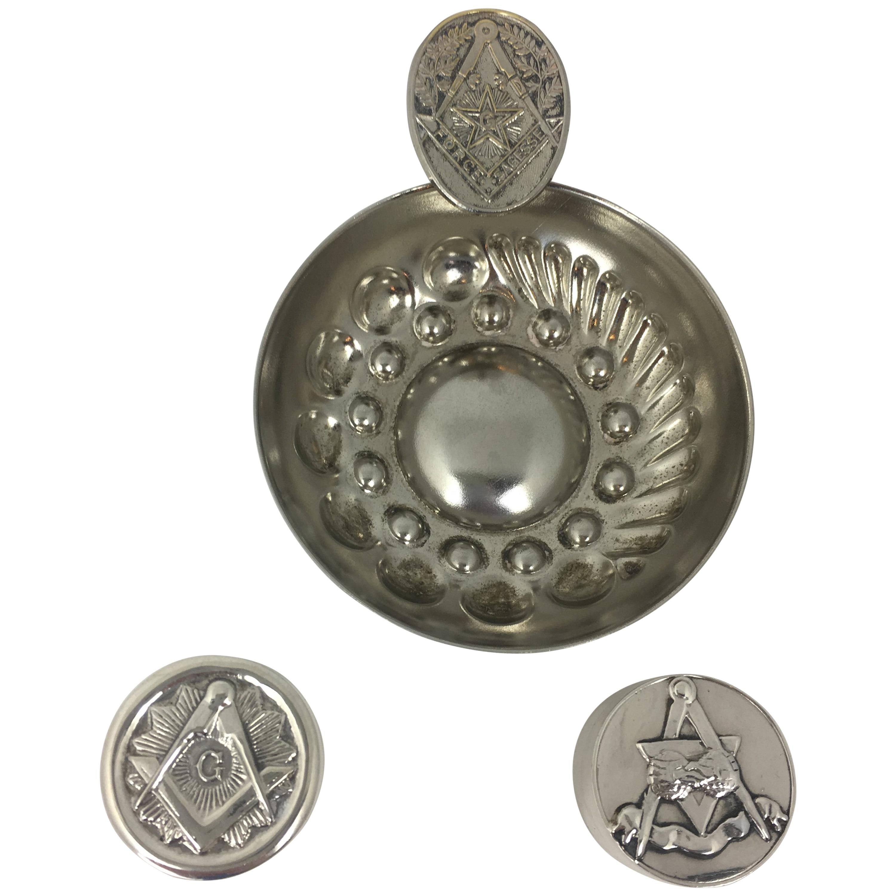 French Masonic Silver Keepsake Holders Set of 2