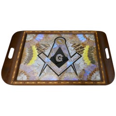 Masonic Tunbridge Wear Tray with Butterfly Wing Decoration
