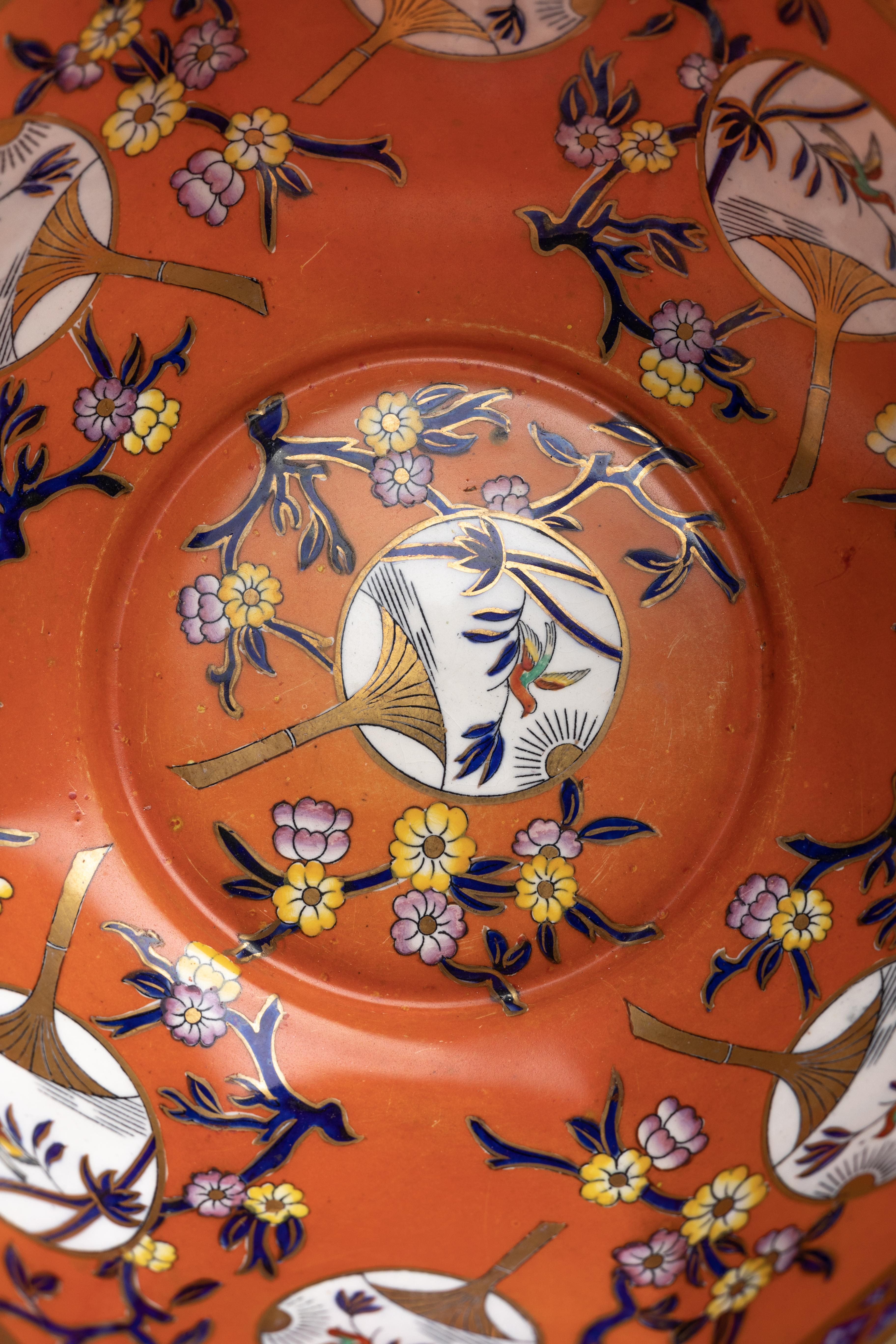 Mason's Ashworth Orange Chinoiserie Octagonal Bowl For Sale 3