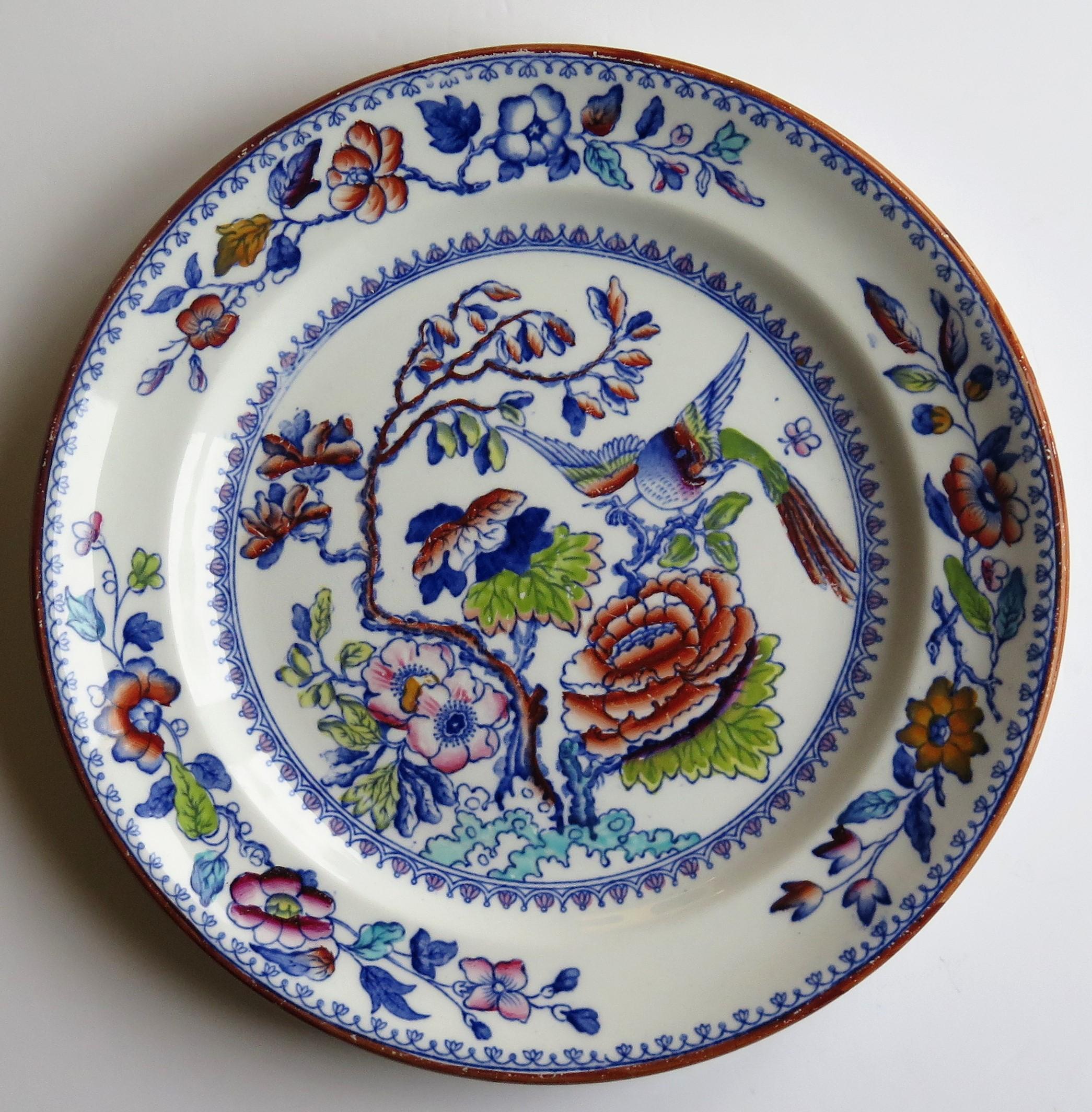 Plato grande de Mason's Ashworth Ironstone con motivo de pájaro volando, ca. 1900 en venta 2