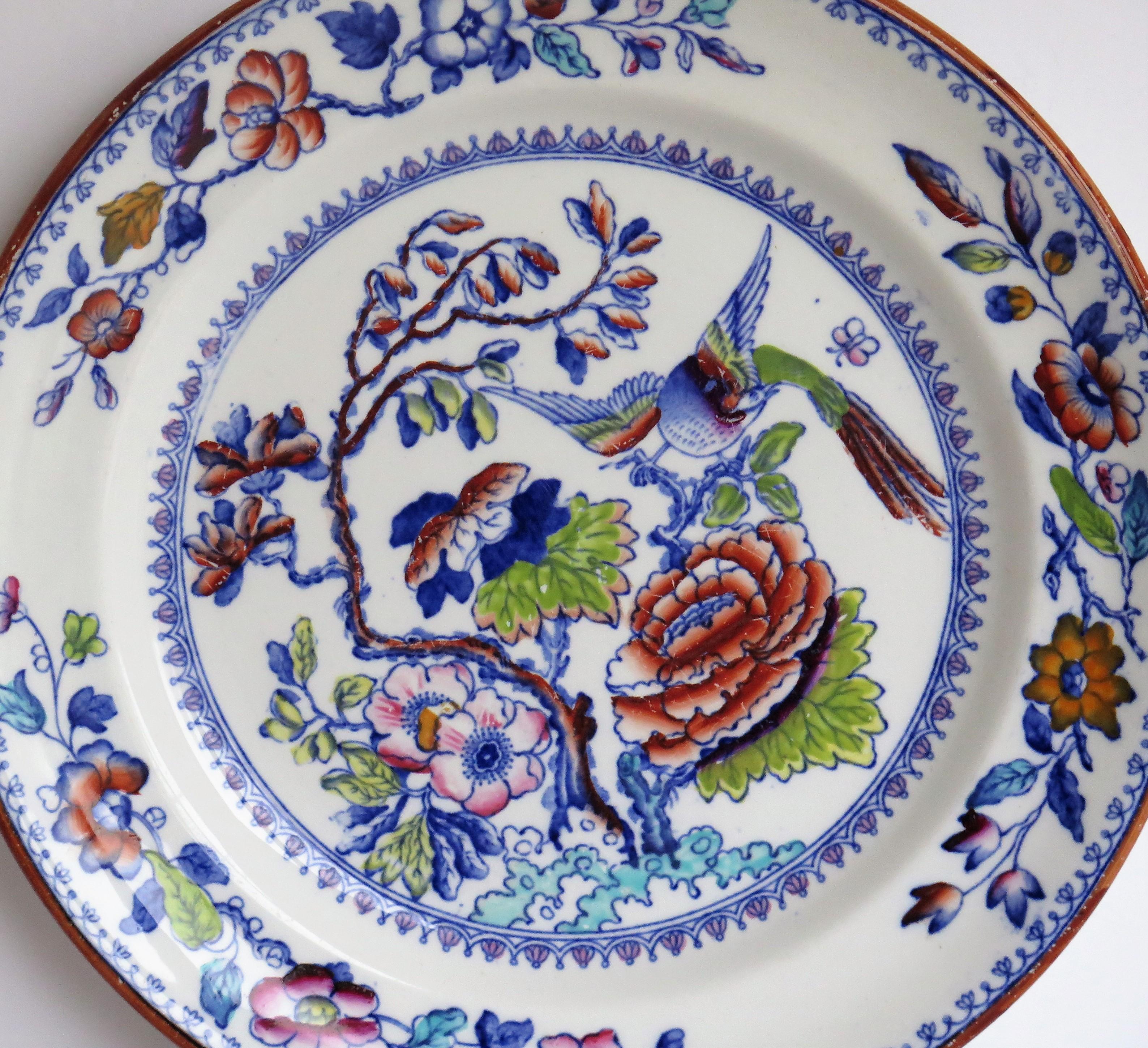 Grande assiette de table Mason's Ashworth's Ironstone à motif d'oiseaux volants, vers 1900 en vente 3