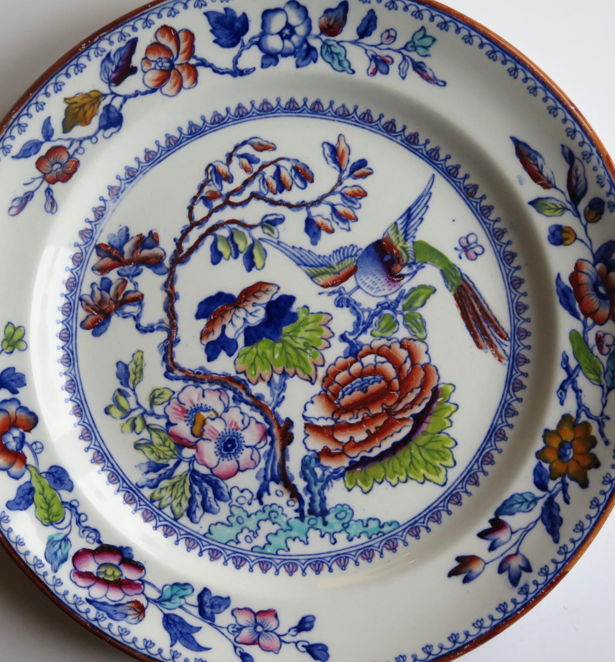 Grande assiette de table Mason's Ashworth's Ironstone à motif d'oiseaux volants, vers 1900 en vente 4