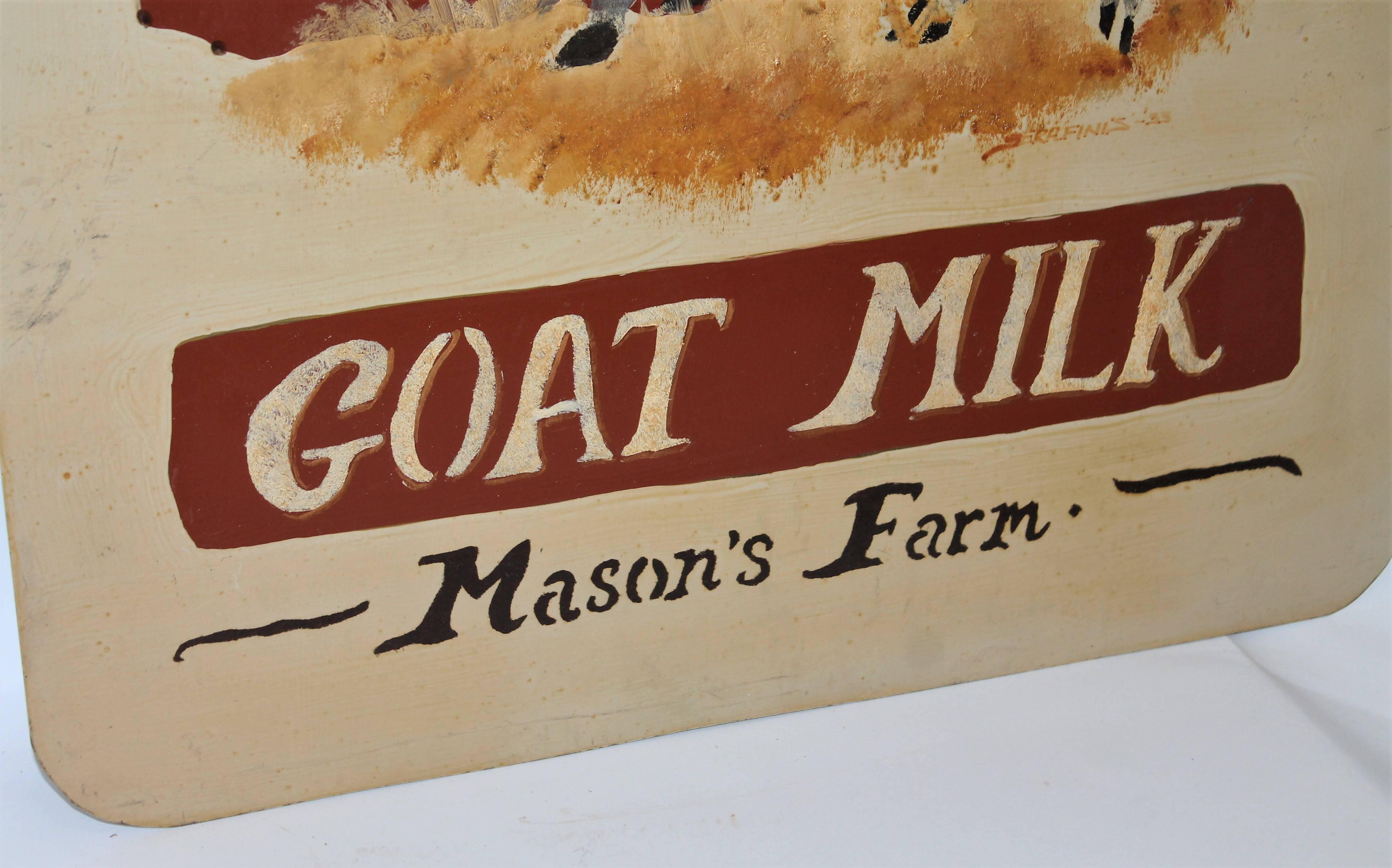 Hand-Painted Masons Farm Sign, Goats Milk