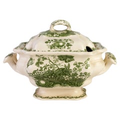 Vintage Mason's Green Ironstone "Fruit Basket" Pattern Tureen 