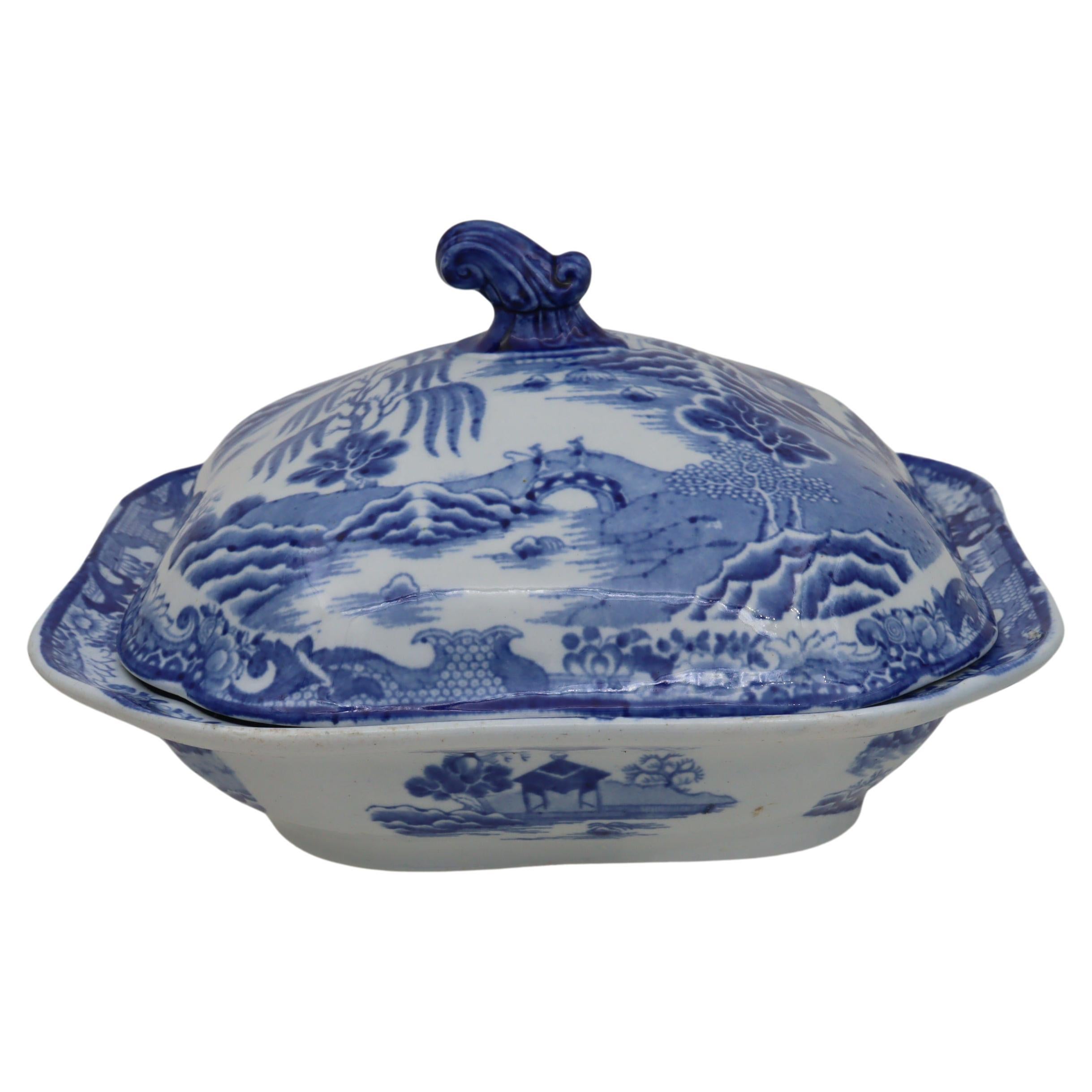 Mason's Ironstone blue and white vegetable tureen For Sale