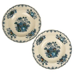 Mason’s Ironstone Blue 'Fruit Basket' Soup Bowls