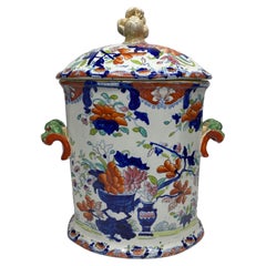 Antique Masons Ironstone bread crock & cover, c. 1815.