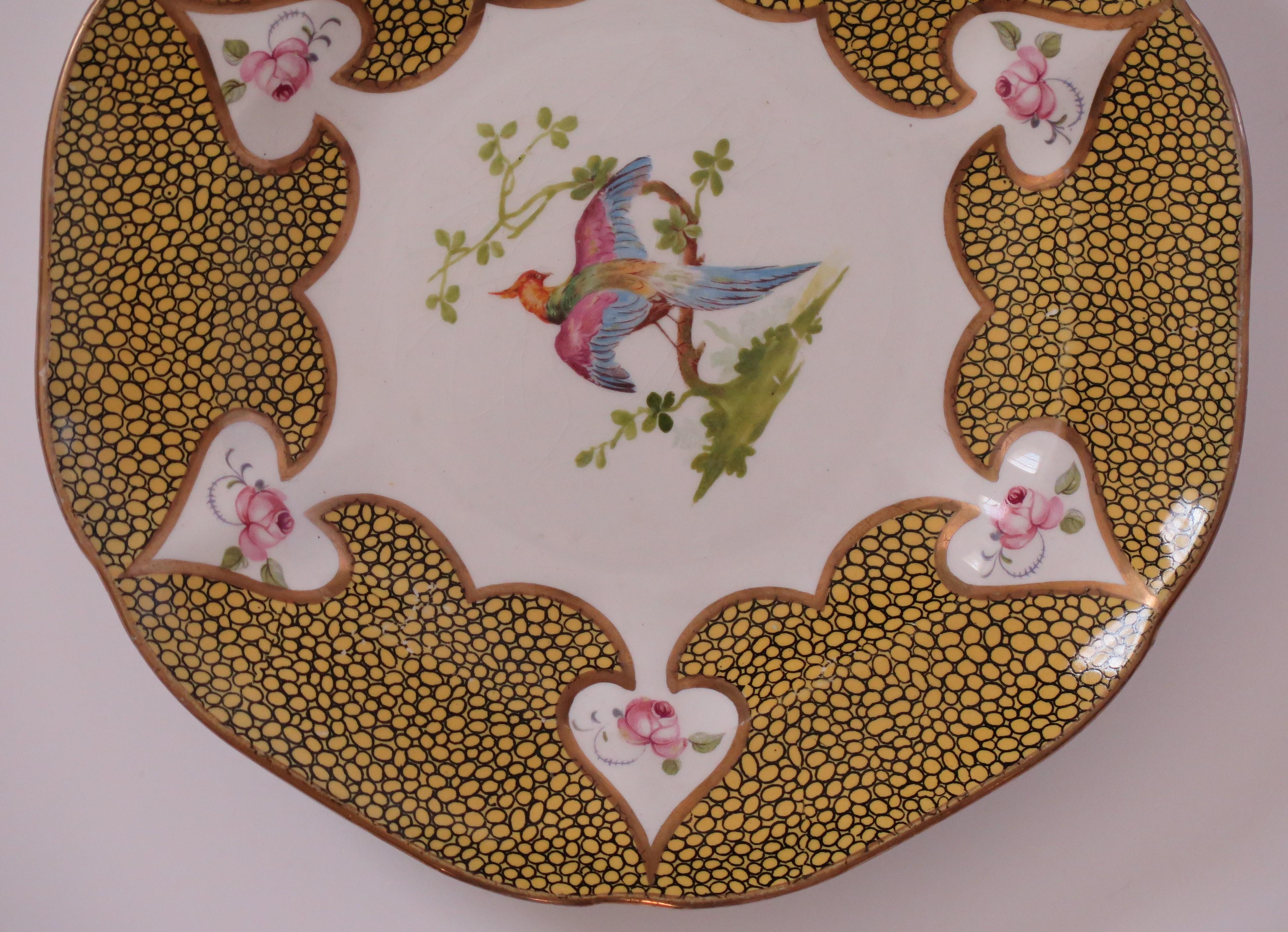 Edwardian Mason's Ironstone Cabinet Plate hand painted exotic bird and roses, circa 1900 For Sale
