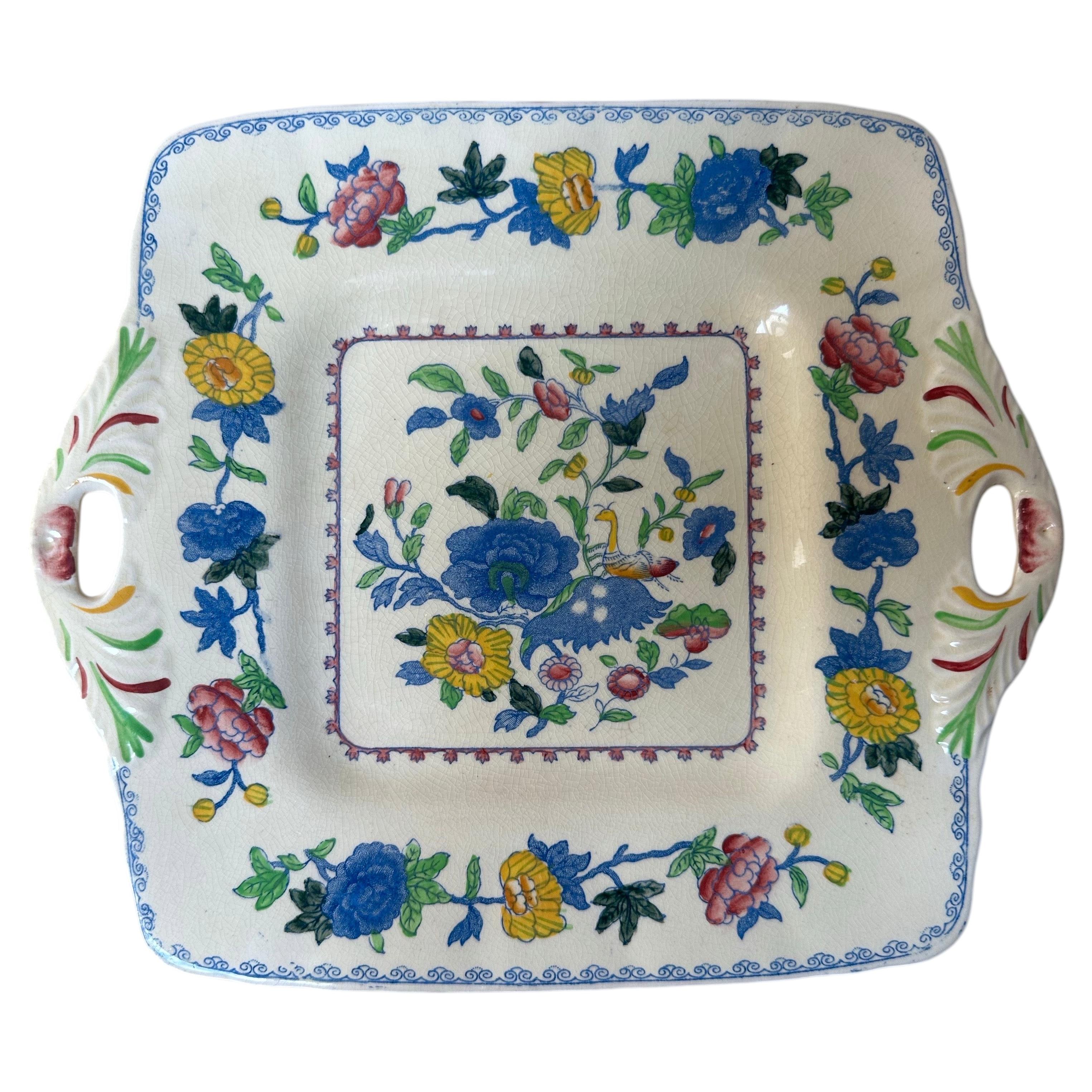 Mason's Ironstone Cake Plate, Regency Pattern, Floral Design, 1938
