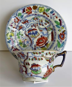 Mason's Ironstone Cup and Saucer in the Flying Bird Pattern, circa 1870
