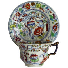 Mason's Ironstone Cup and Saucer in the Flying Bird Pattern, circa 1870