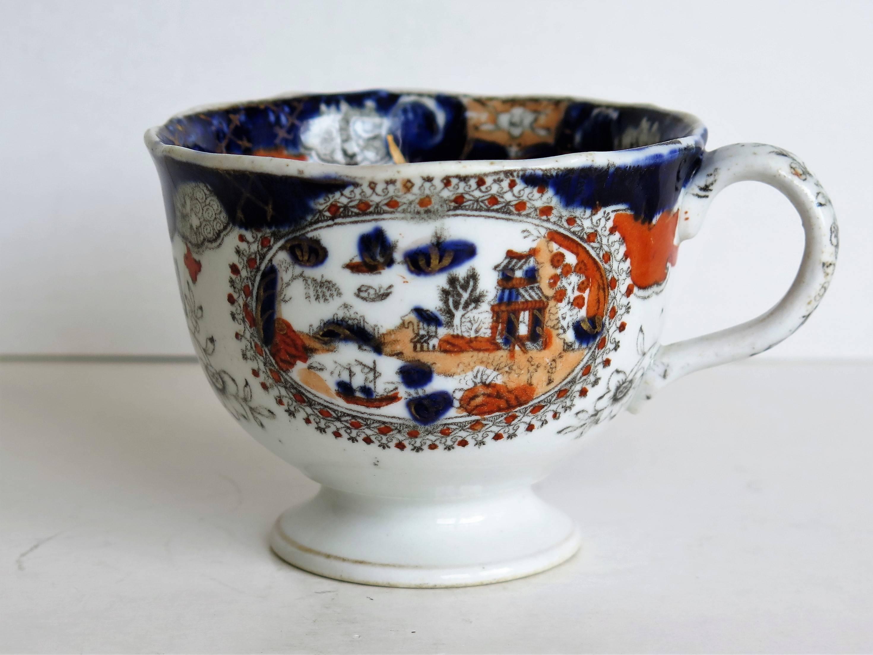 This is a footed ironstone pottery coffee cup made by Mason's of Lane Delph, Staffordshire, England, during the early part of the 19th century.

Individual coffee cups by Mason's are hard to find.

The chinoiserie pattern is number 303, called