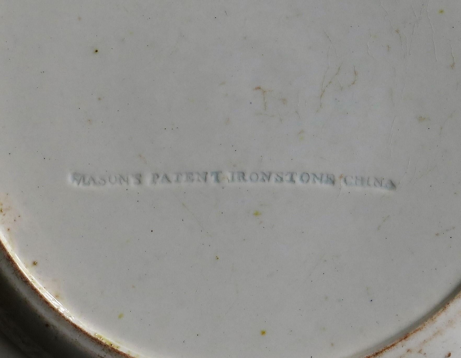 19th Century Masons Ironstone Dinner Plate Chinese Ladies with Cranes Rare Pattern circa 1815