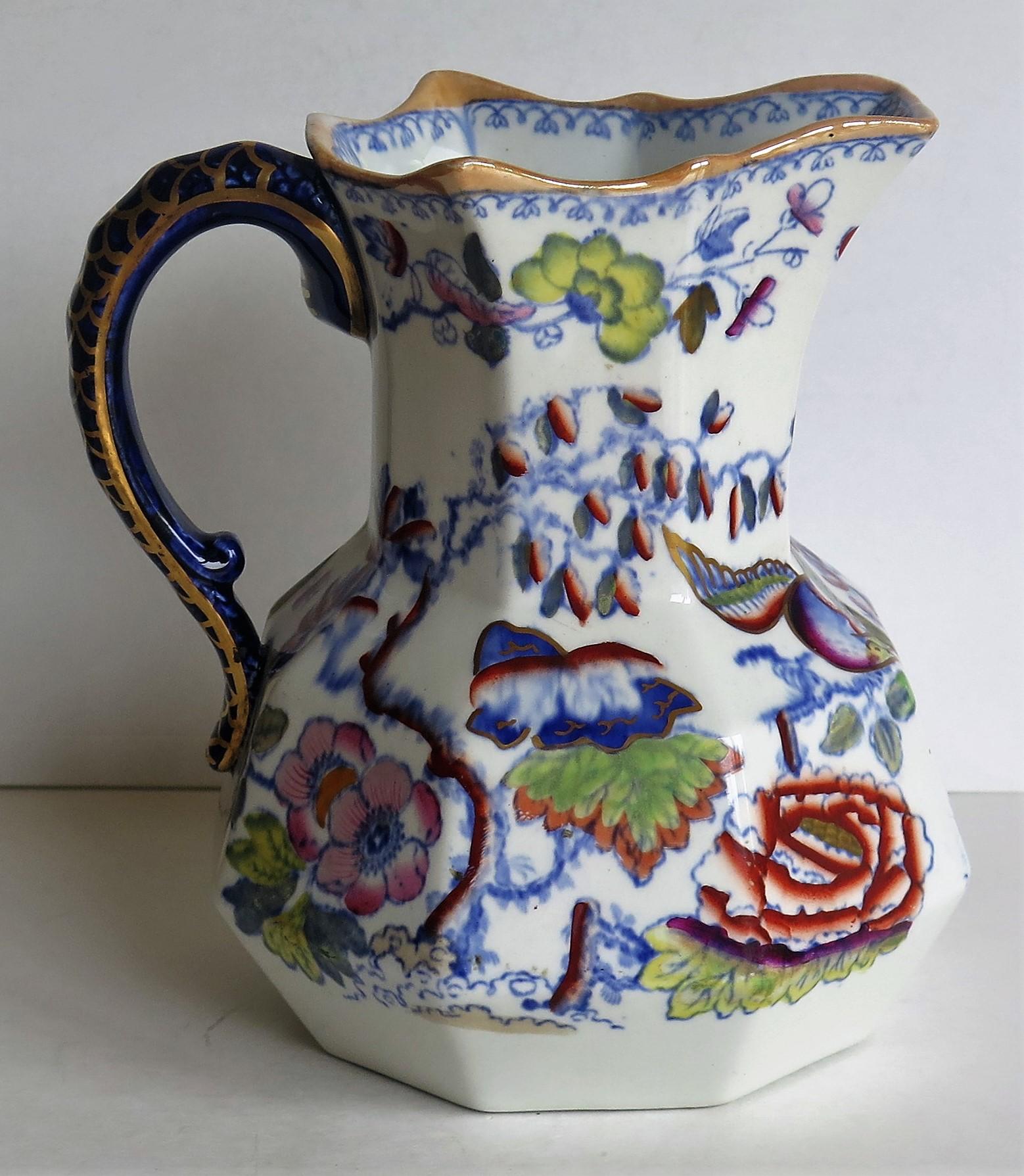 Chinoiserie Mason's Ironstone Hydra Jug or Pitcher in Flying Bird Pattern, circa 1870