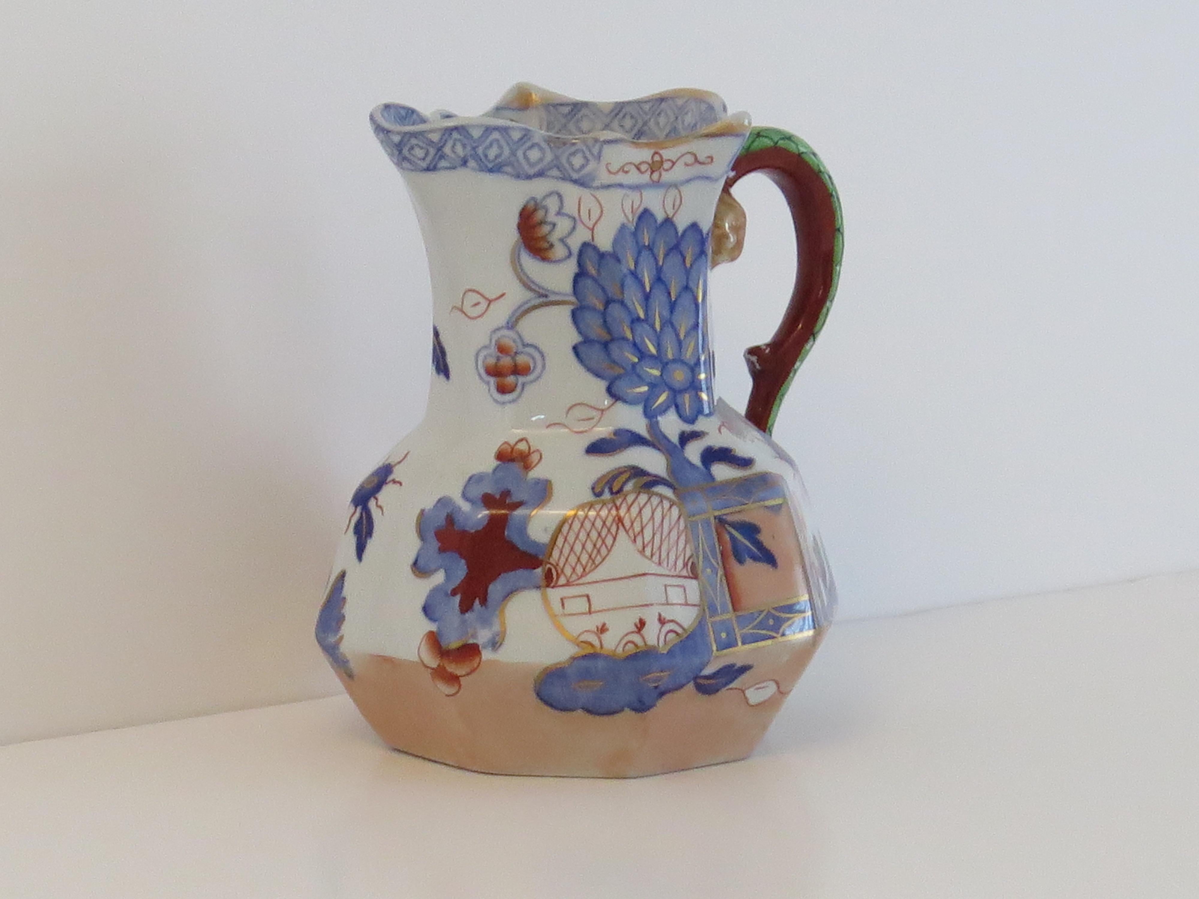 Chinoiserie Mason's Ironstone Hydra Jug or Pitcher in the Jardinière Pattern, circa 1870 For Sale