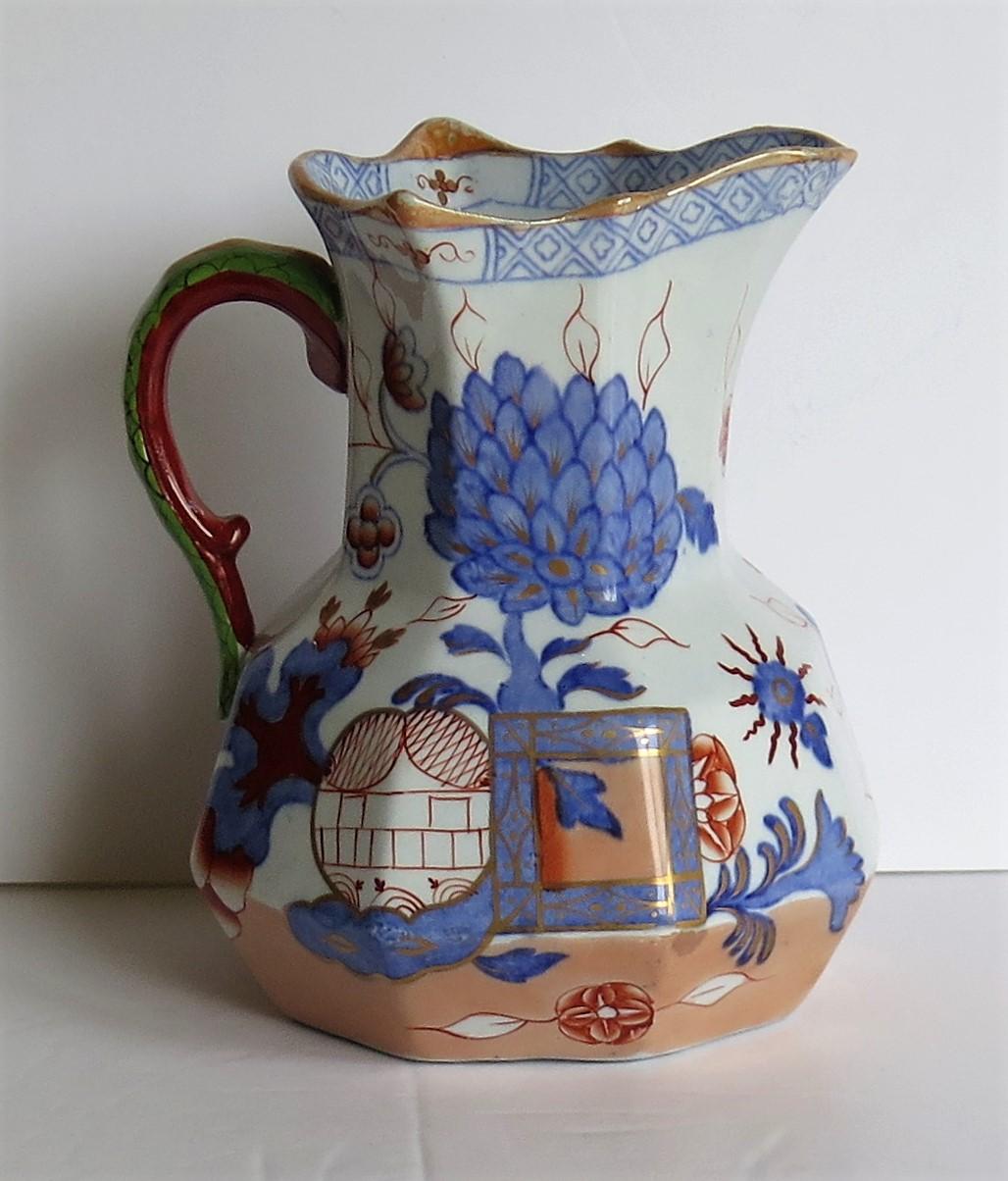 19th Century Mason's Ironstone Hydra Jug or Pitcher in the Jardinière Pattern, circa 1870