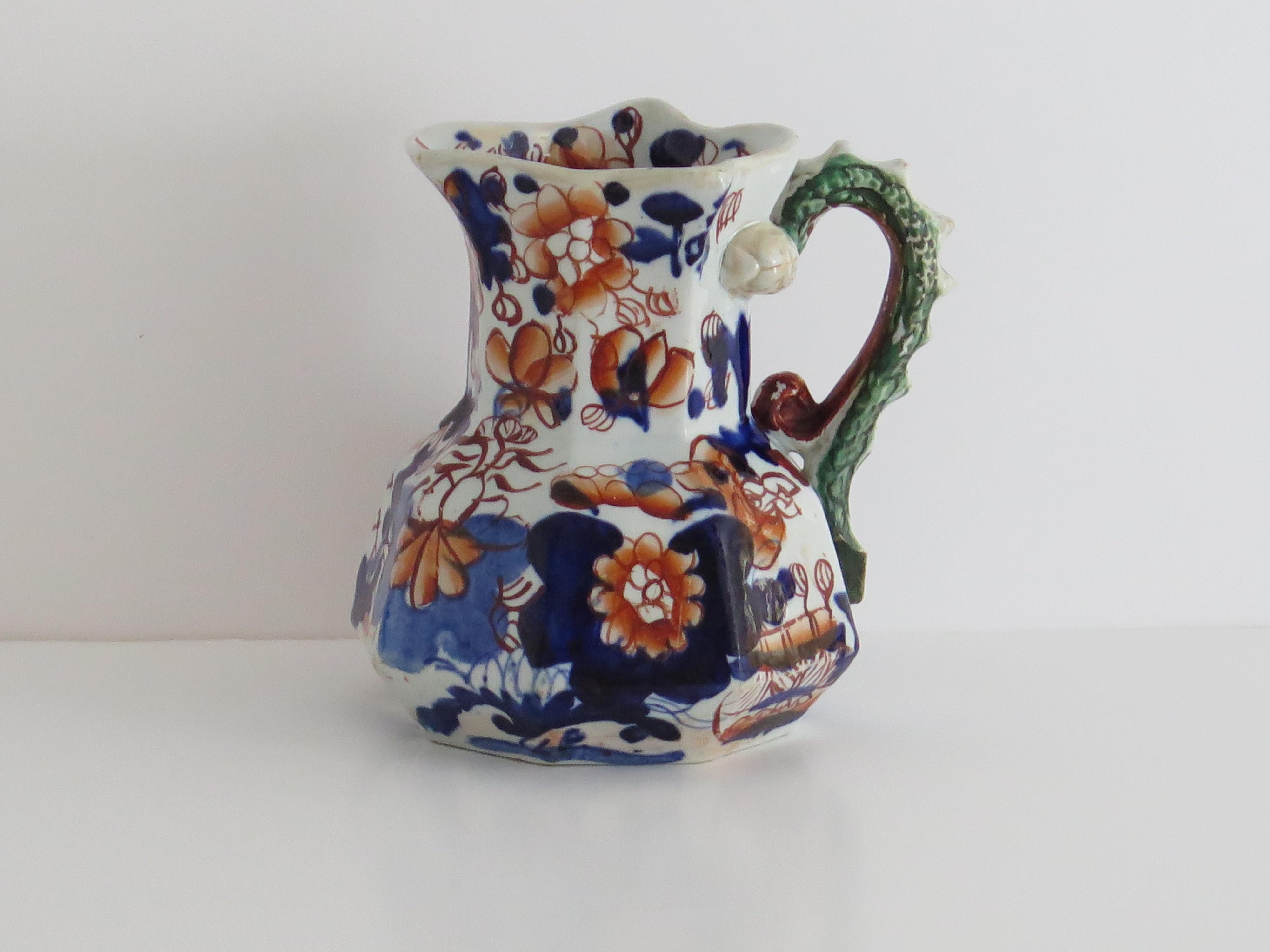 Georgiano Brocca o boccale in pietra ferrosa di Mason's Ironstone con motivo Basket Japan, georgiano, circa 1818 in vendita