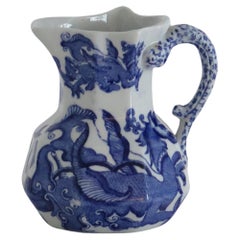 Masons Ironstone Jug or Pitcher in Blue Chinese Dragon Pattern, 19th Century