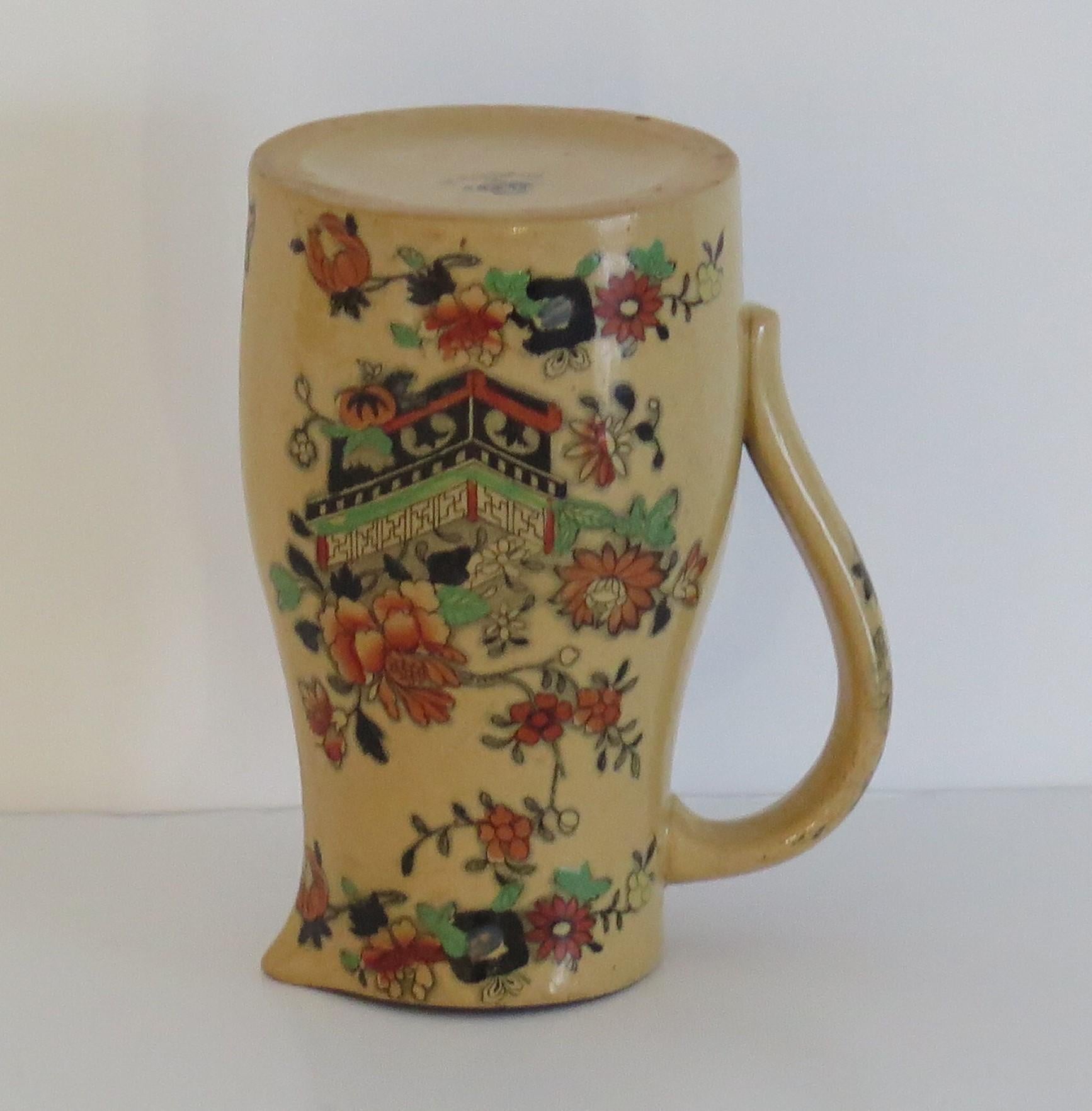 Mason's Ironstone Jug or Pitcher in Flower Box hand painted Pattern, circa 1840 2