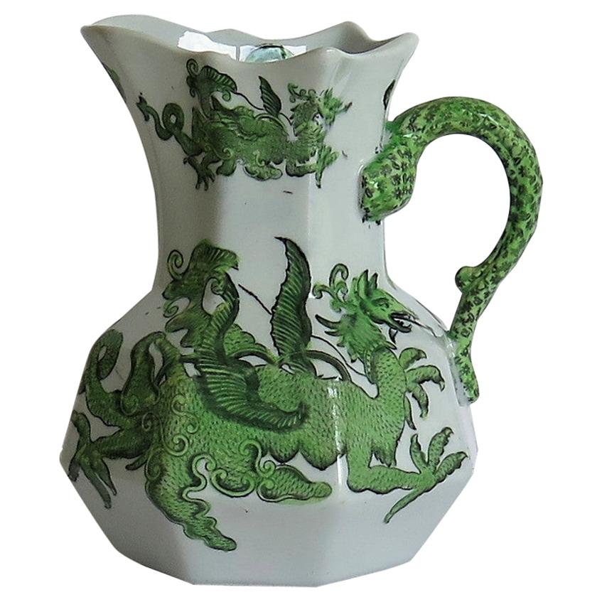 Mason's Ironstone Jug or Pitcher in Green Chinese Dragon Pattern, 19th Century