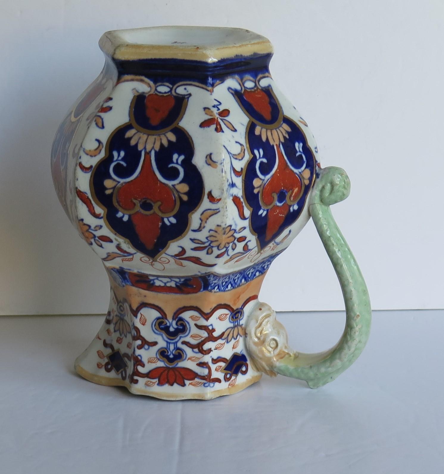 Mason's Ironstone Jug or Pitcher in Rare Shape and Pattern 306, circa 1830 6