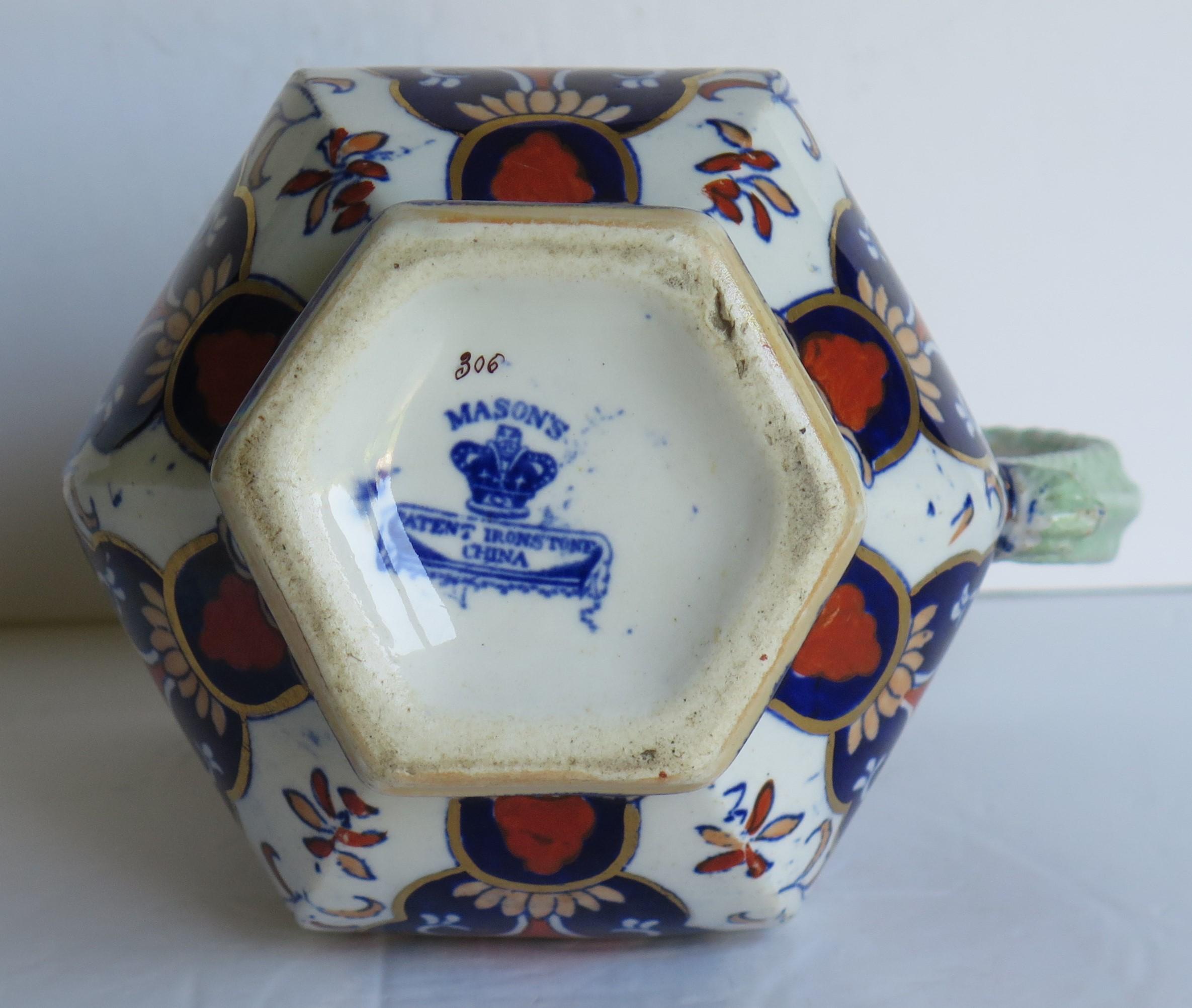Mason's Ironstone Jug or Pitcher in Rare Shape and Pattern 306, circa 1830 10
