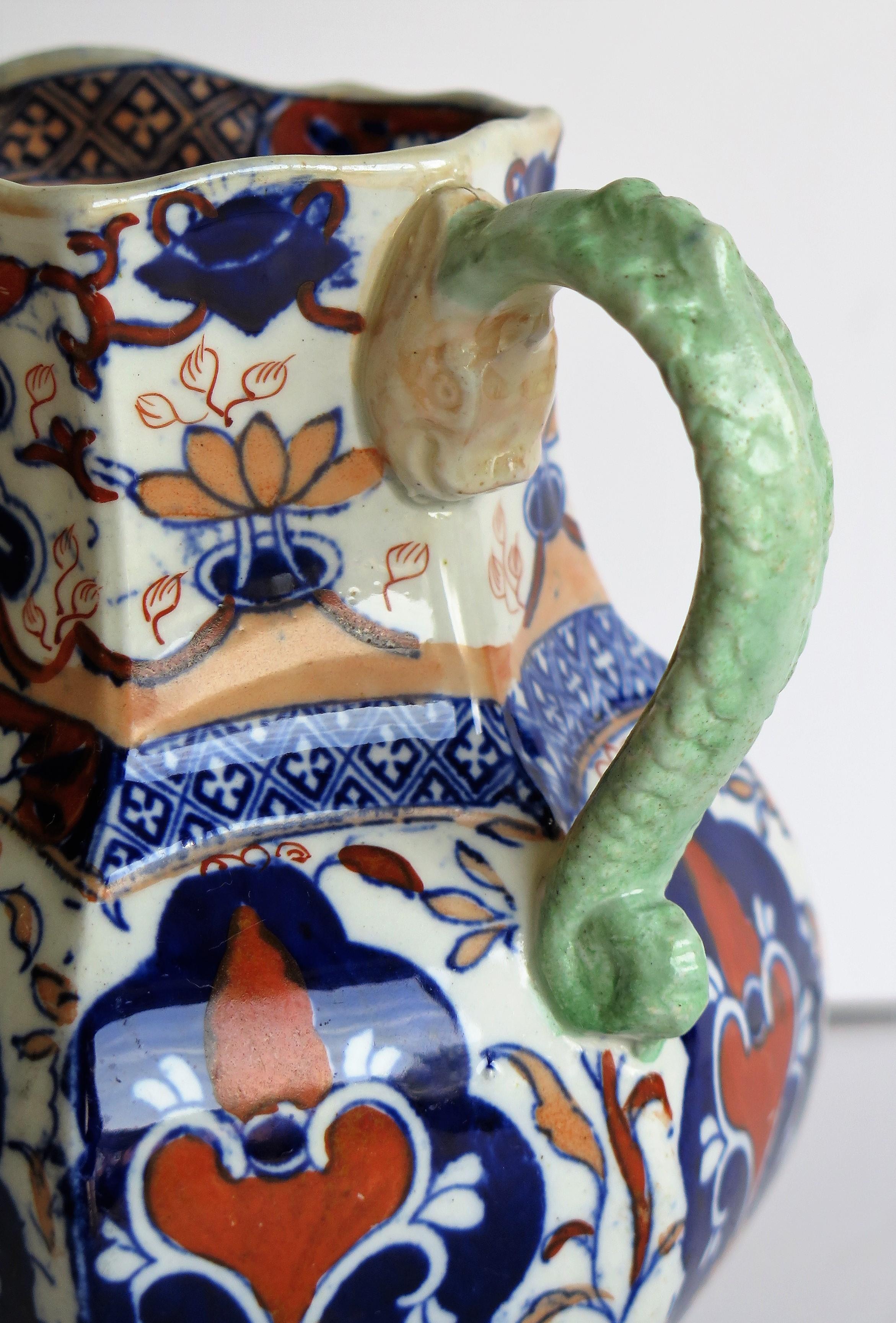 Mason's Ironstone Jug or Pitcher Rare Shape and Pattern 306, circa 1830 6