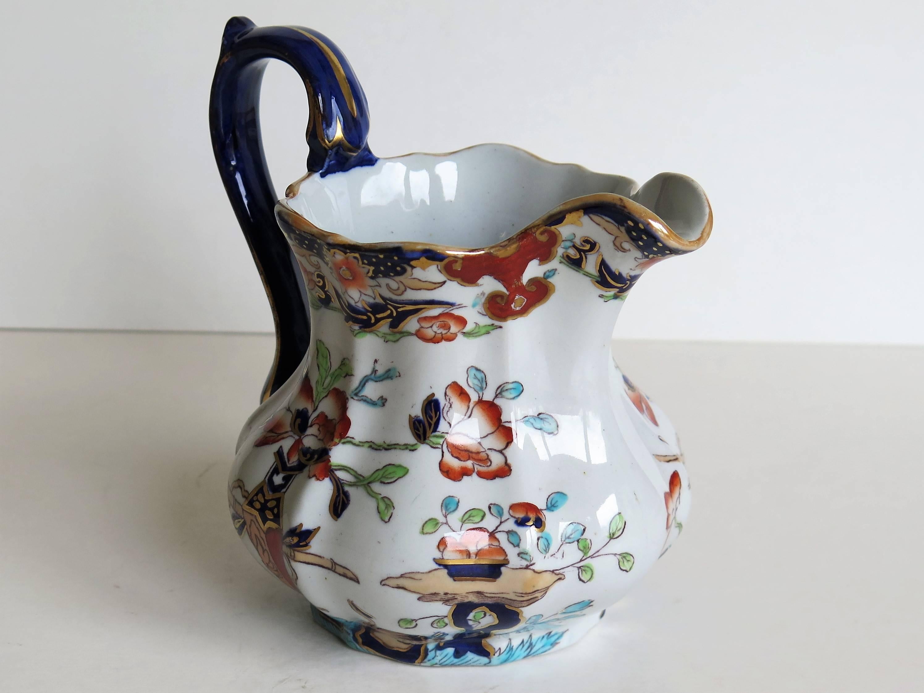 Hand-Painted Mason's Ironstone Jug or Pitcher Table and Flower Pot Pattern, circa 1890