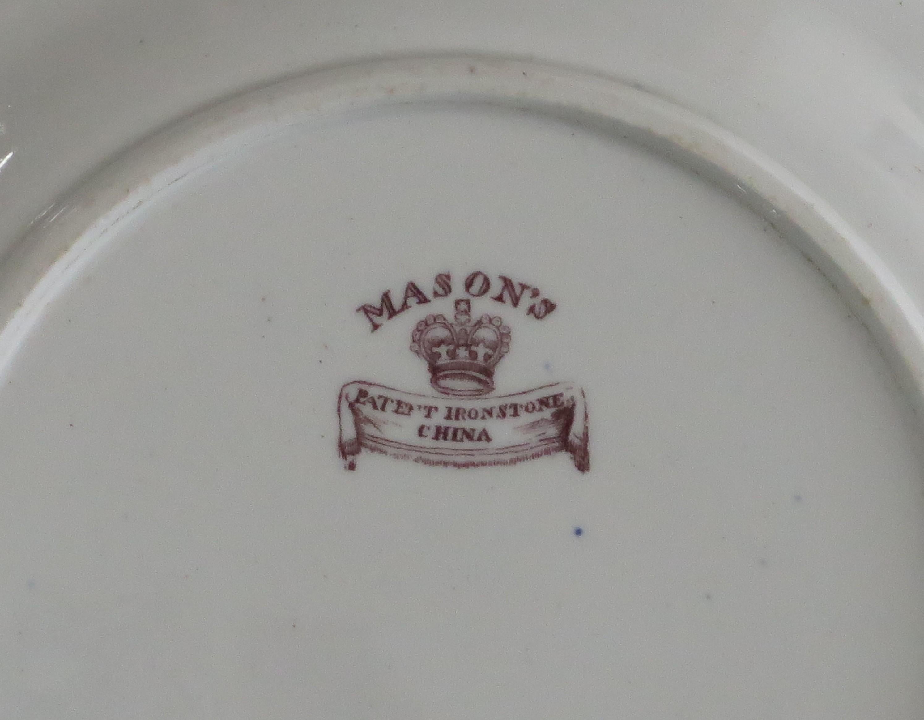 Mason's Ironstone Large Desert Plate in rare Muscove Duck Pattern, circa 1825 9