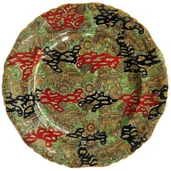 Antique Mason's Ironstone Large Dinner Plate Chinoiserie Bandana Pattern, circa 1870