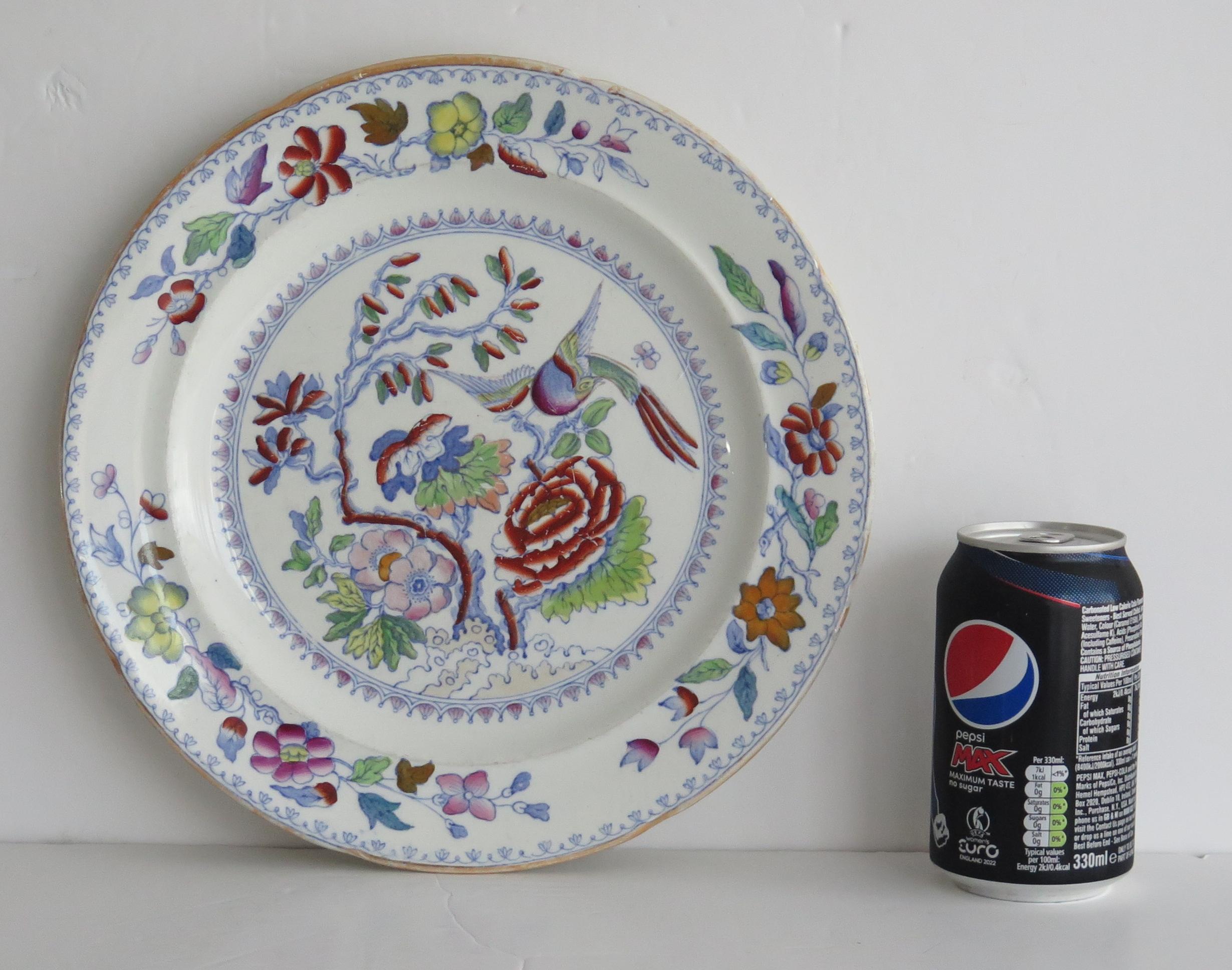 Piatto da pranzo grande in Ironstone di Mason con motivo Flying Bird, 1860 ca. in vendita 2