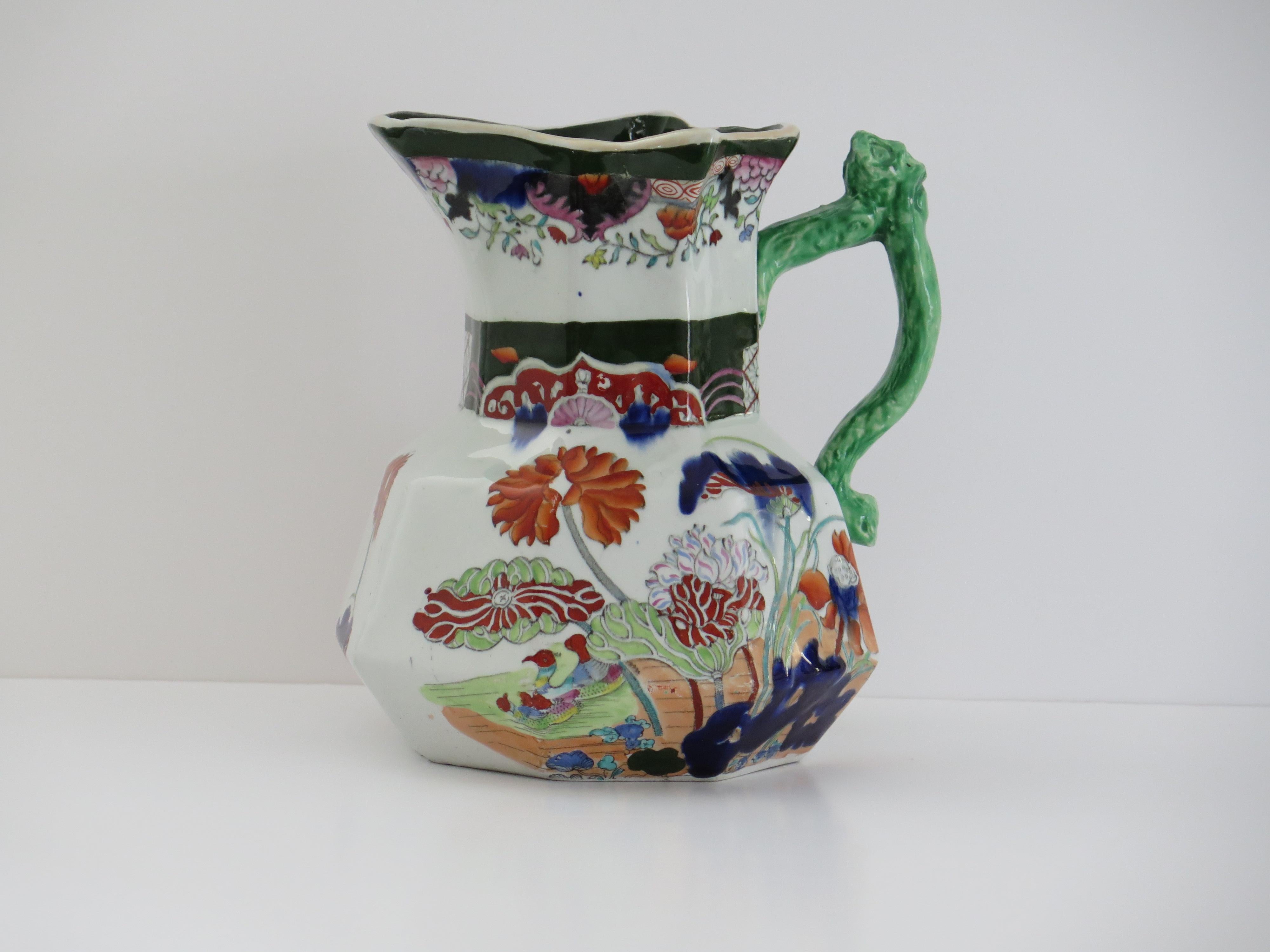 Chinoiserie Mason's Ironstone Large Jug or Pitcher in rare Muscove Duck Pattern, circa 1825 For Sale