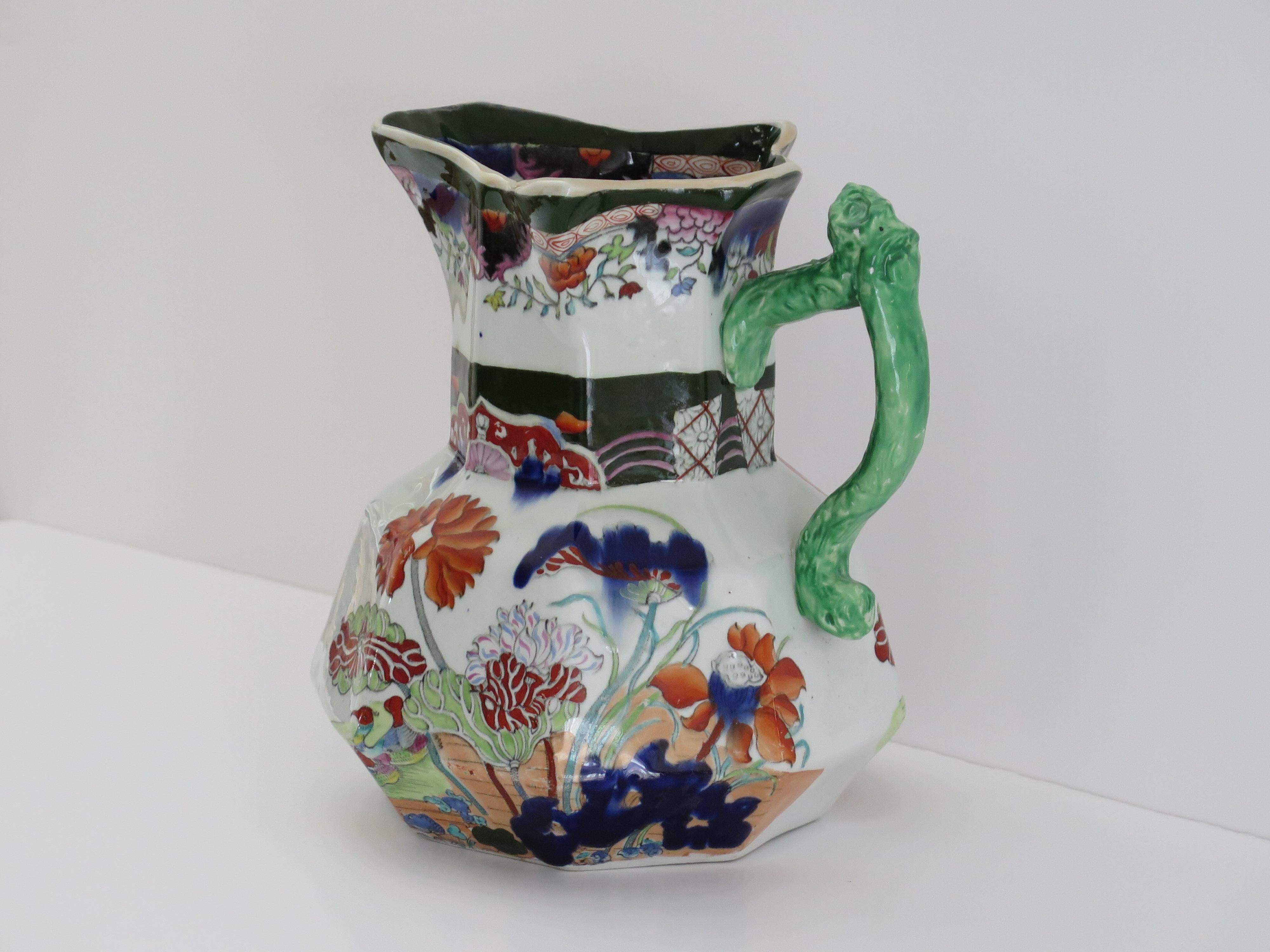 Hand-Painted Mason's Ironstone Large Jug or Pitcher in rare Muscove Duck Pattern, circa 1825 For Sale