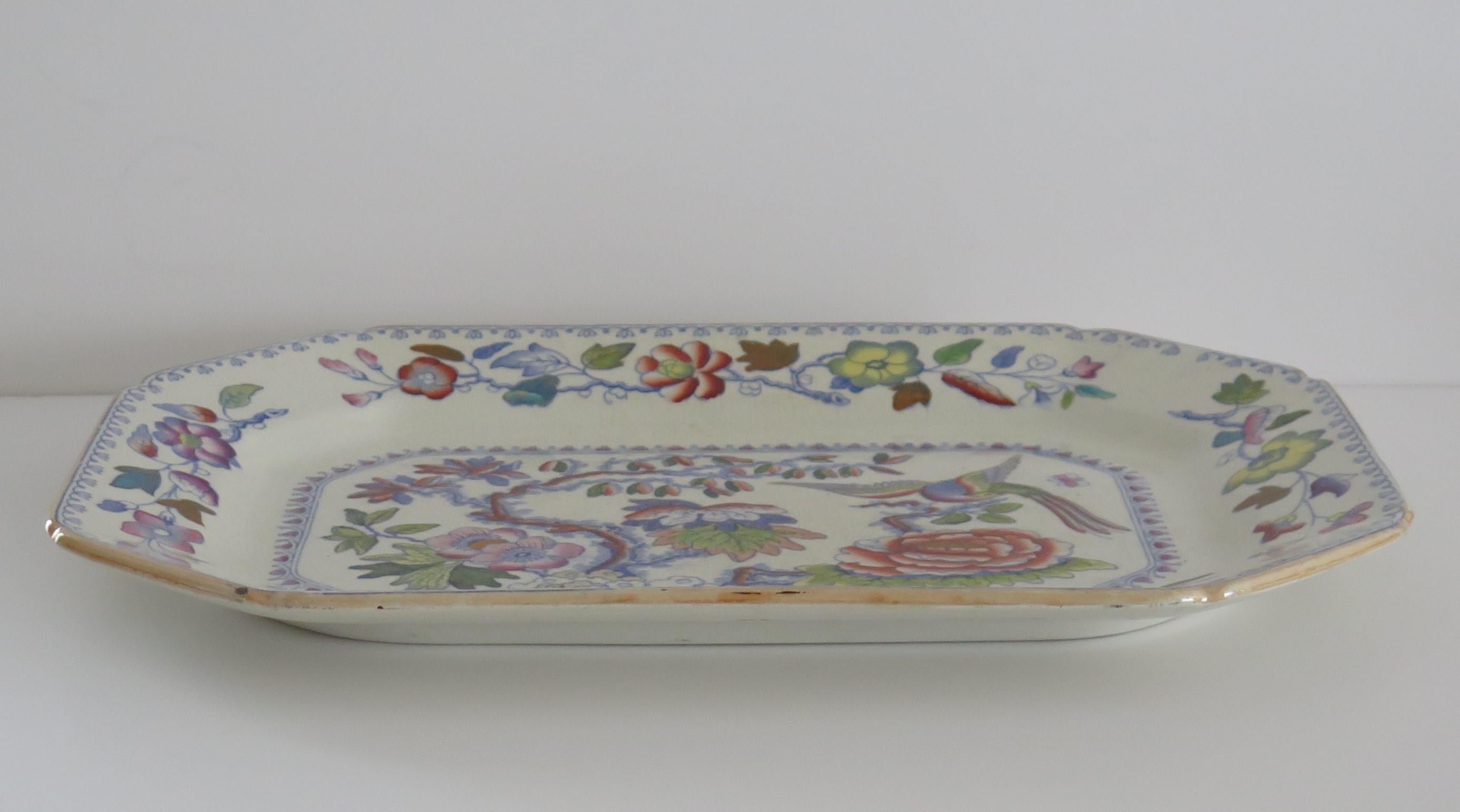 Chinoiserie Mason's Ironstone Large Platter or Meat Plate in Flying Bird Pattern, circa 1880 For Sale