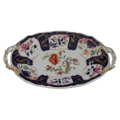 Masons Ironstone Oval Platter in Gold Pheasants Peony & Fern pattern, Ca 1820