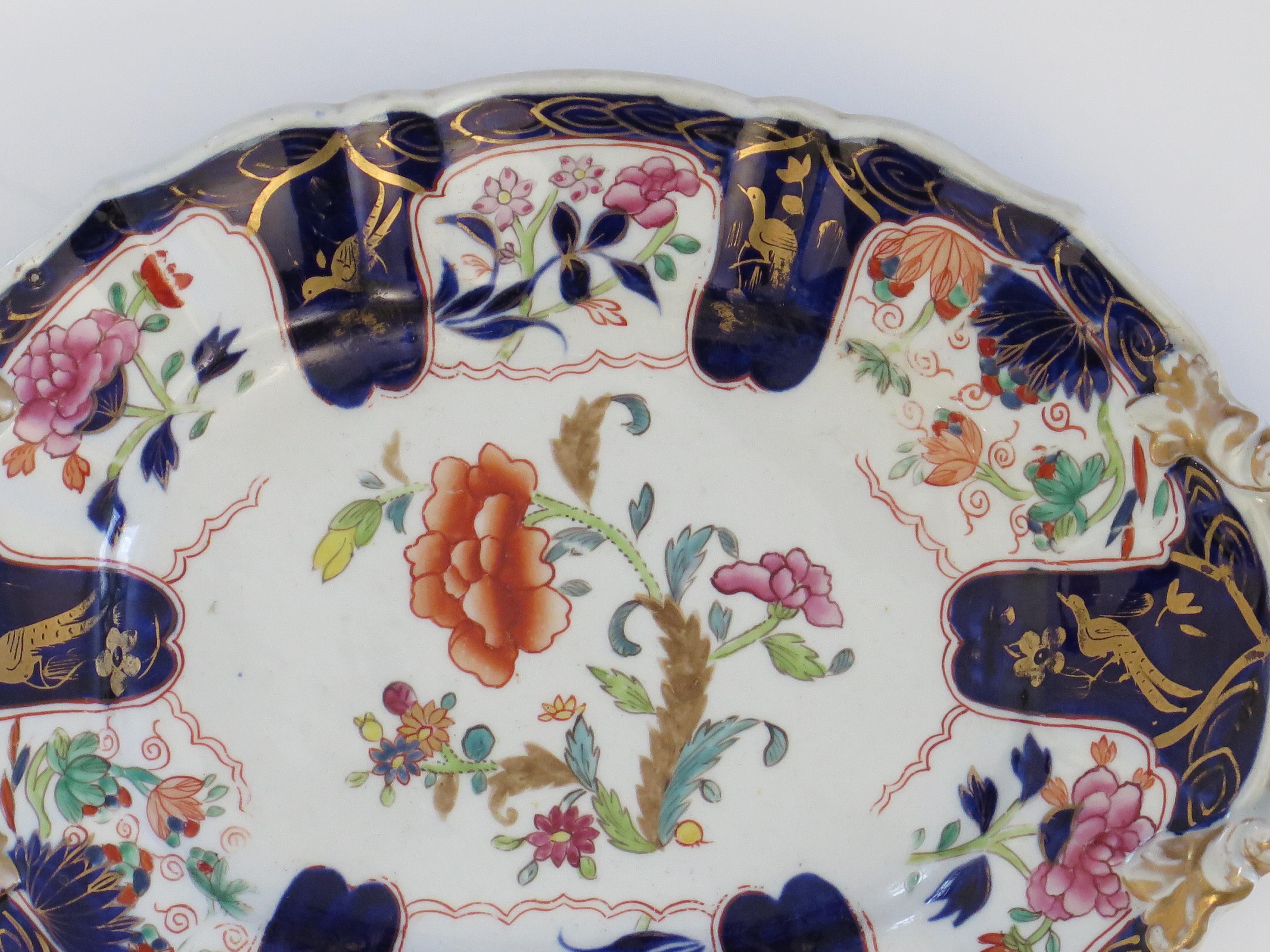 Masons Ironstone Oval Platter in Gold Pheasants Peony & Fern pattern, Ca 1820 In Good Condition For Sale In Lincoln, Lincolnshire