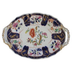 Ovale Platte aus Masons Ironstone mit Goldfasanen, Pfingstrosen und Farn, um 1820