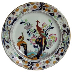 Antique Masons Ironstone Plate in Oriental Pheasant Pattern London Retailers Mark