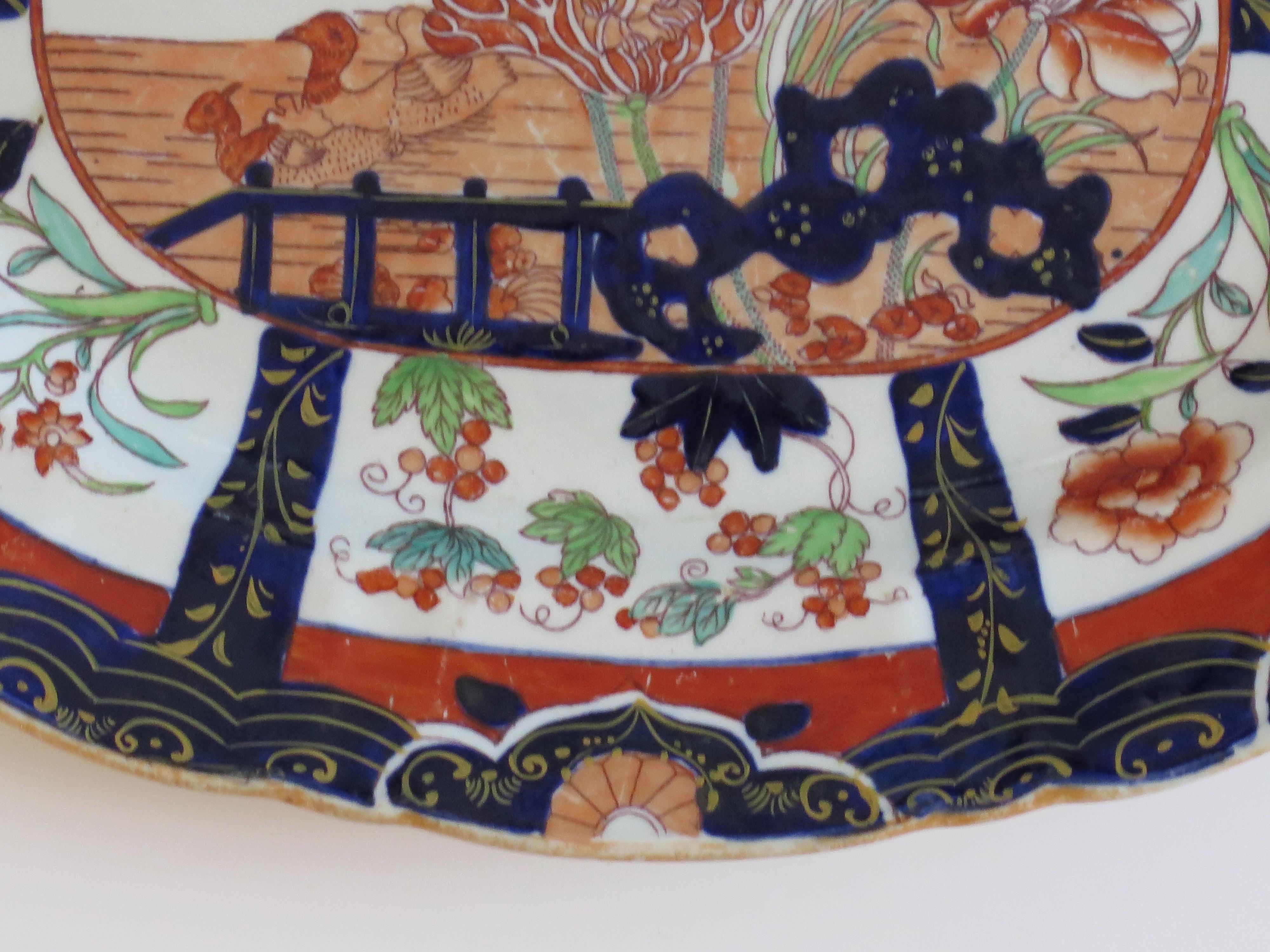 Plato de Mason's Ironstone en el raro Patrón 2850 de Pato y Valla de Muscove, Circa 1840 en venta 2