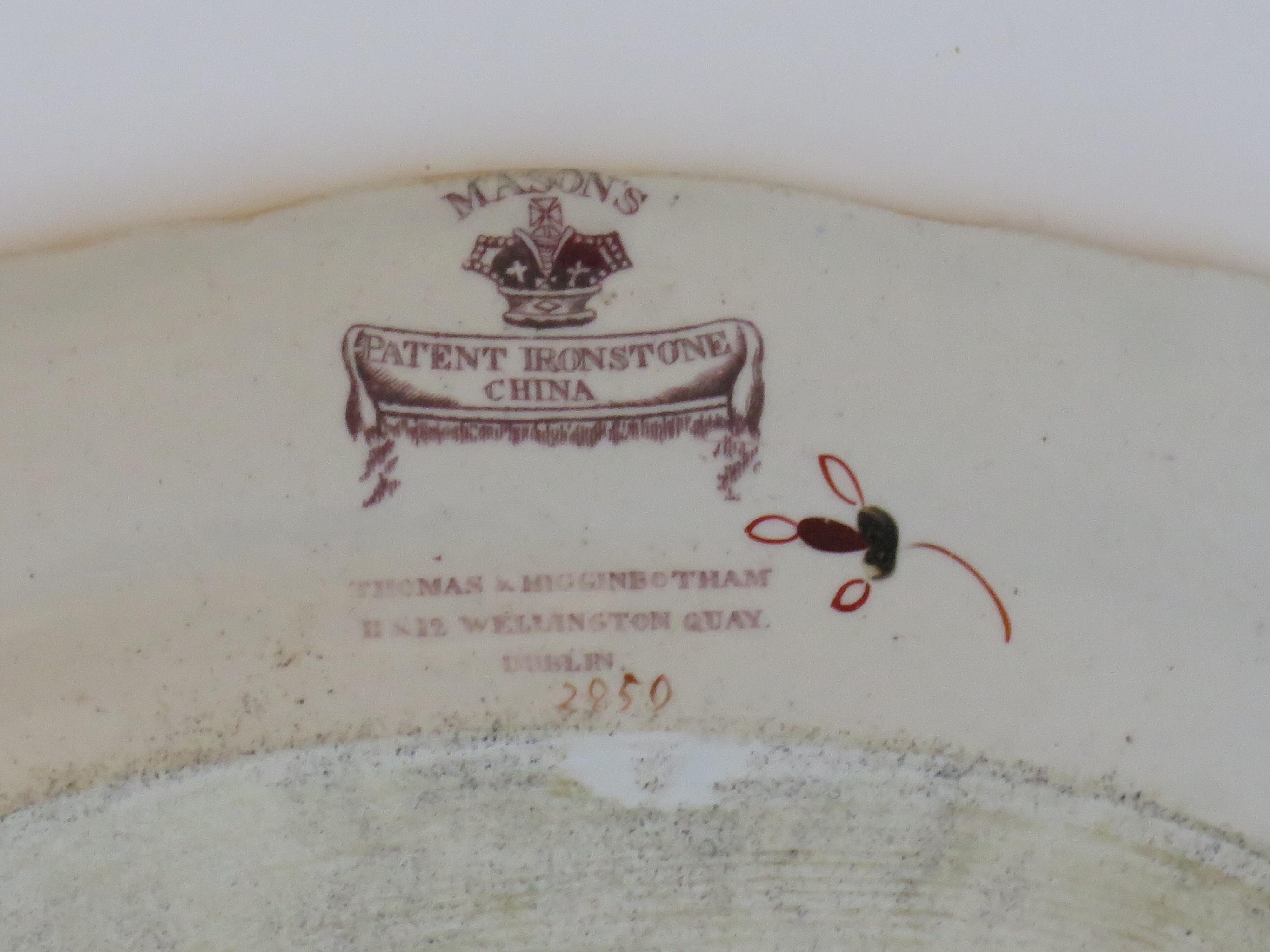 Plato de Mason's Ironstone en el raro Patrón 2850 de Pato y Valla de Muscove, Circa 1840 en venta 8