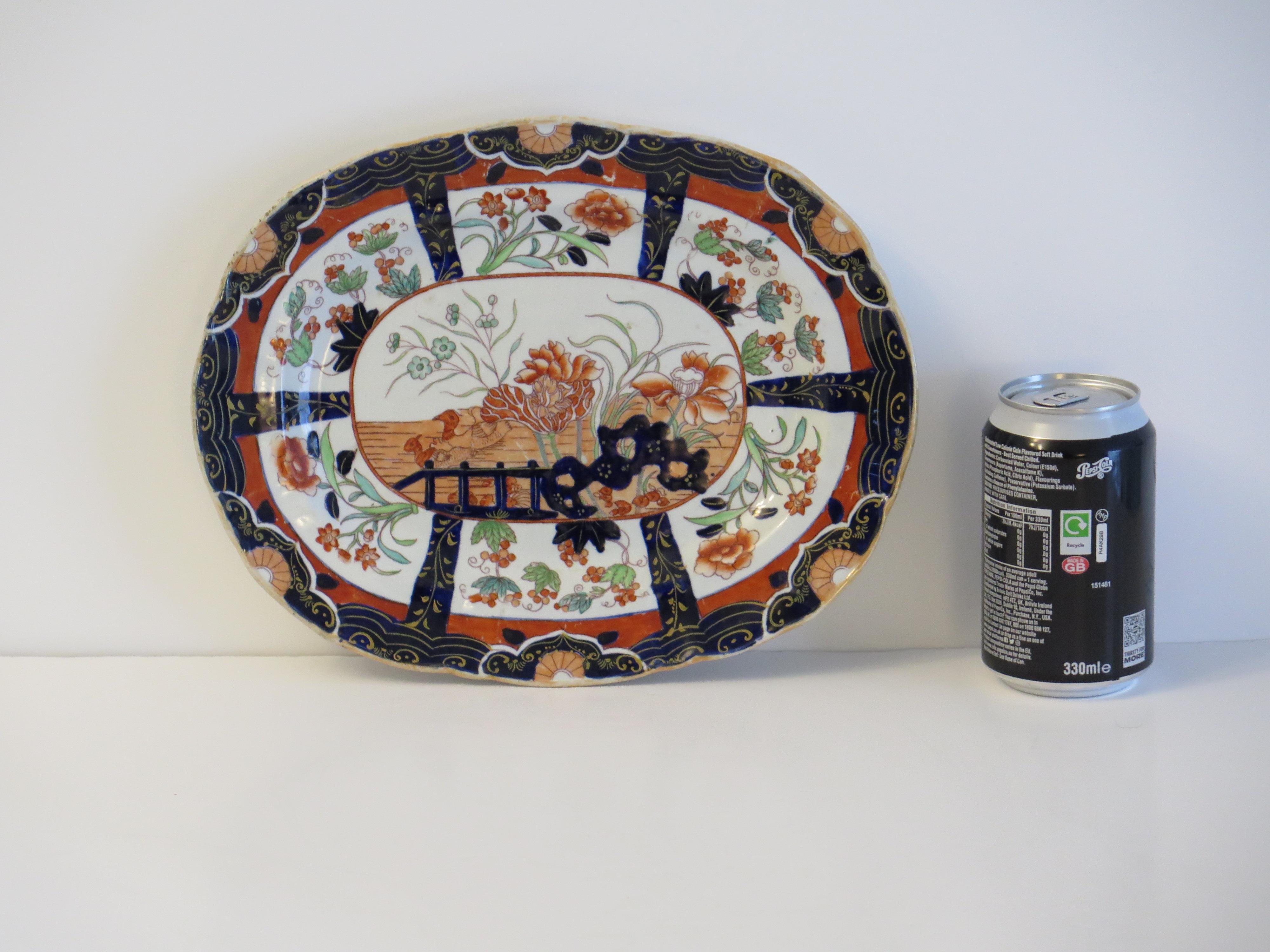 Plato de Mason's Ironstone en el raro Patrón 2850 de Pato y Valla de Muscove, Circa 1840 en venta 9