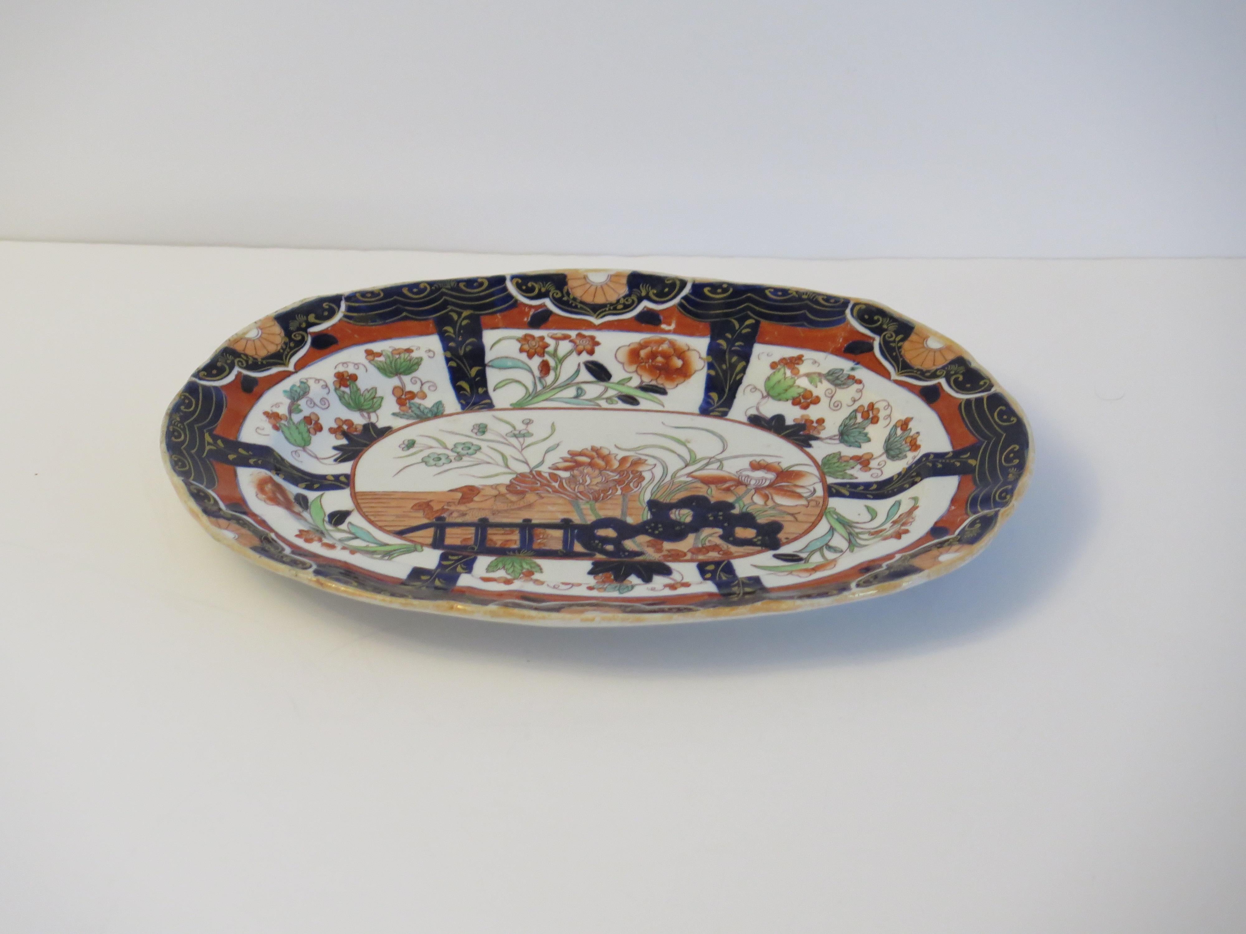 Plato de Mason's Ironstone en el raro Patrón 2850 de Pato y Valla de Muscove, Circa 1840 Chinoiserie en venta