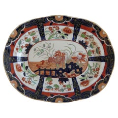 Masons Ironstone Platter in rare Muscove Duck & Fence Pattern 2850, Circa 1840