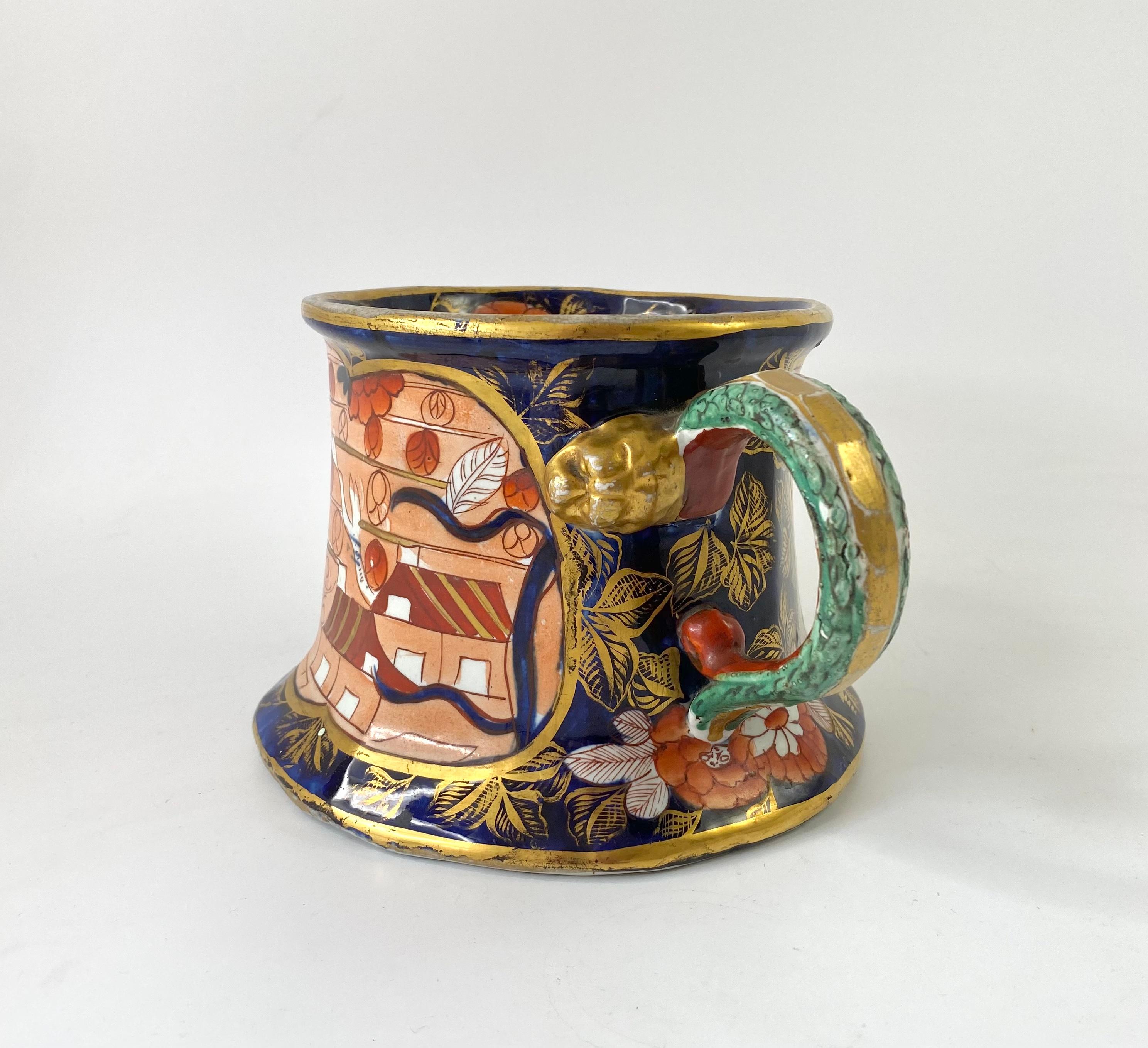 English Masons Ironstone Quart Mug, School House Pattern, C. 1815